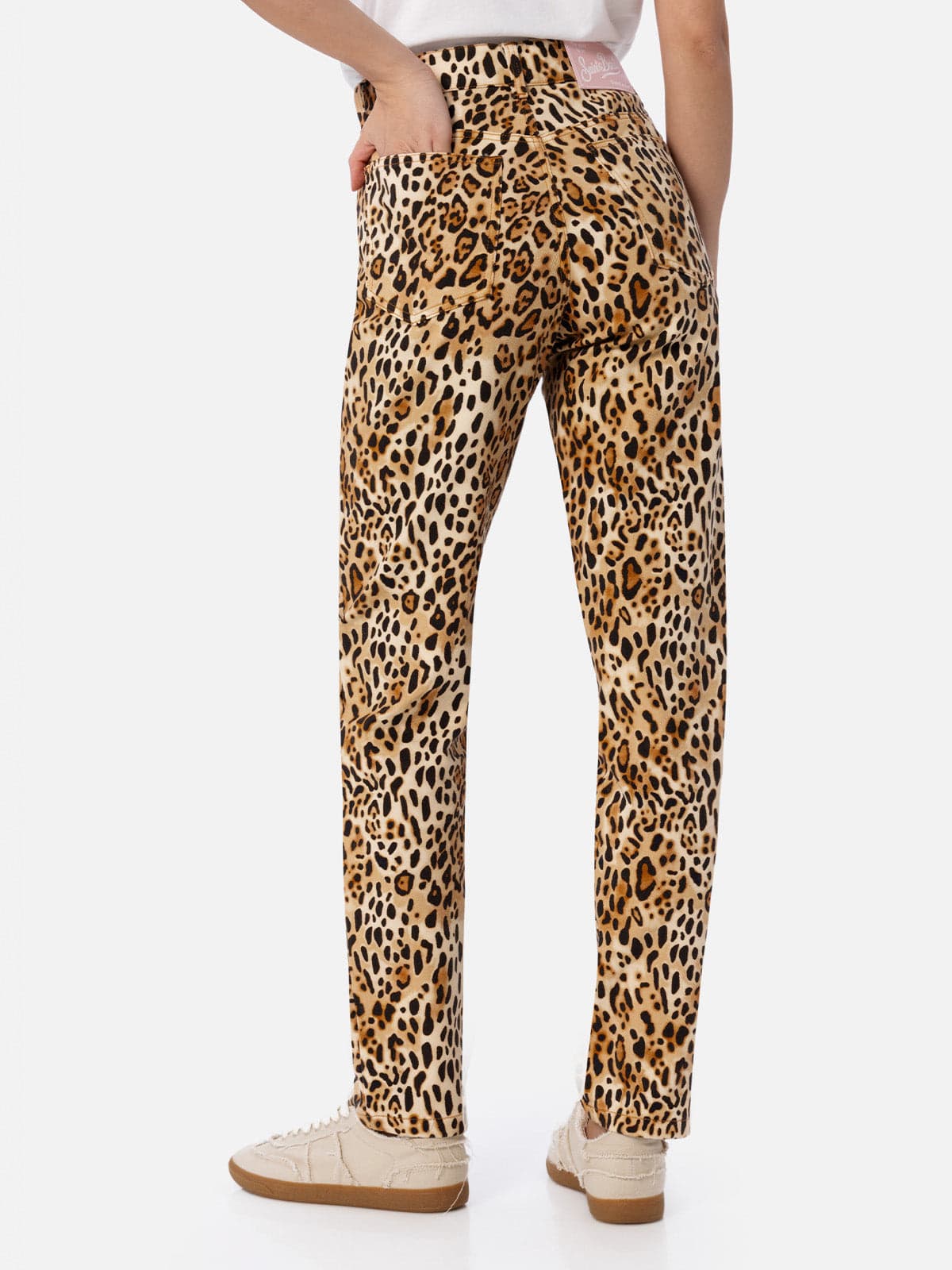 Shop Mc2 Saint Barth Woman Animalier Print Denim Belleville In Beige