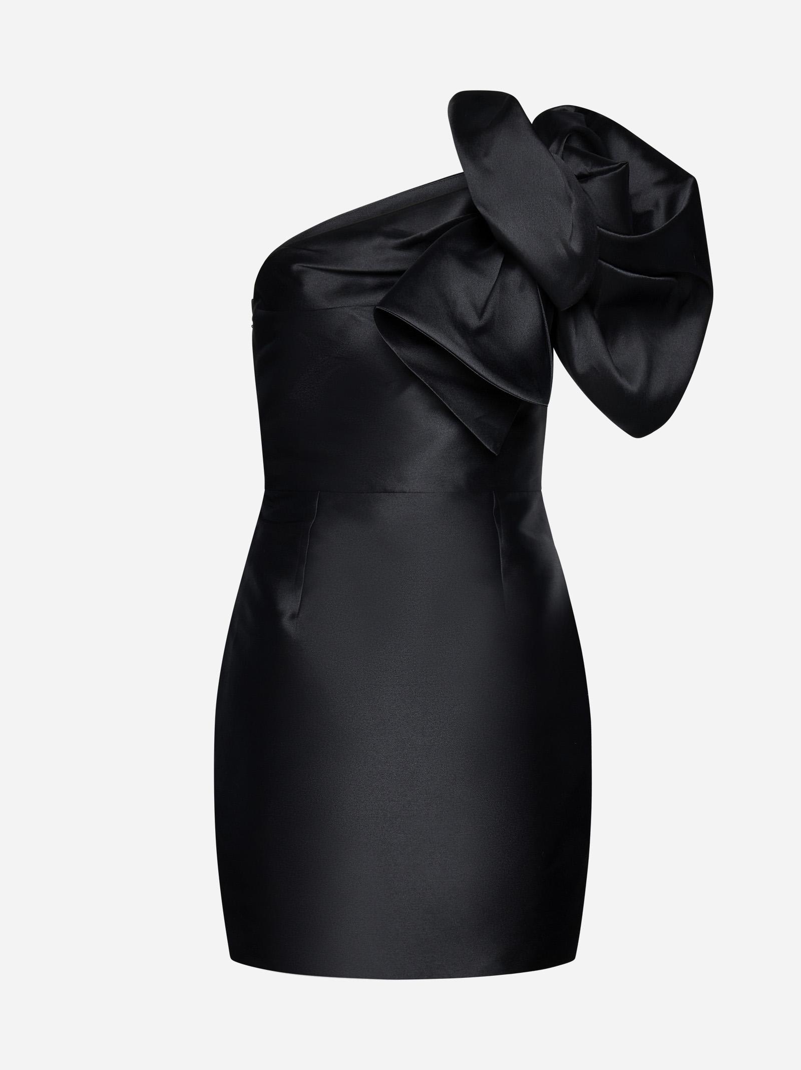 Solace London Alana One-shoulder Mini Dress In Black