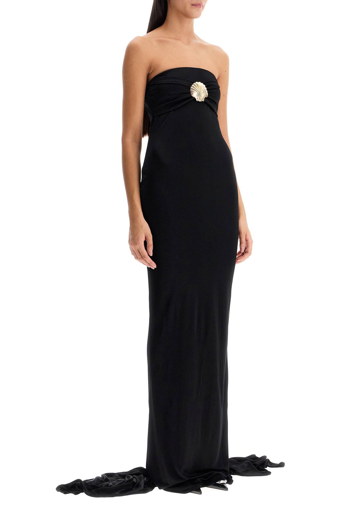 Shop Giuseppe Di Morabito Maxi Dress With Seashell Bro In Black (black)