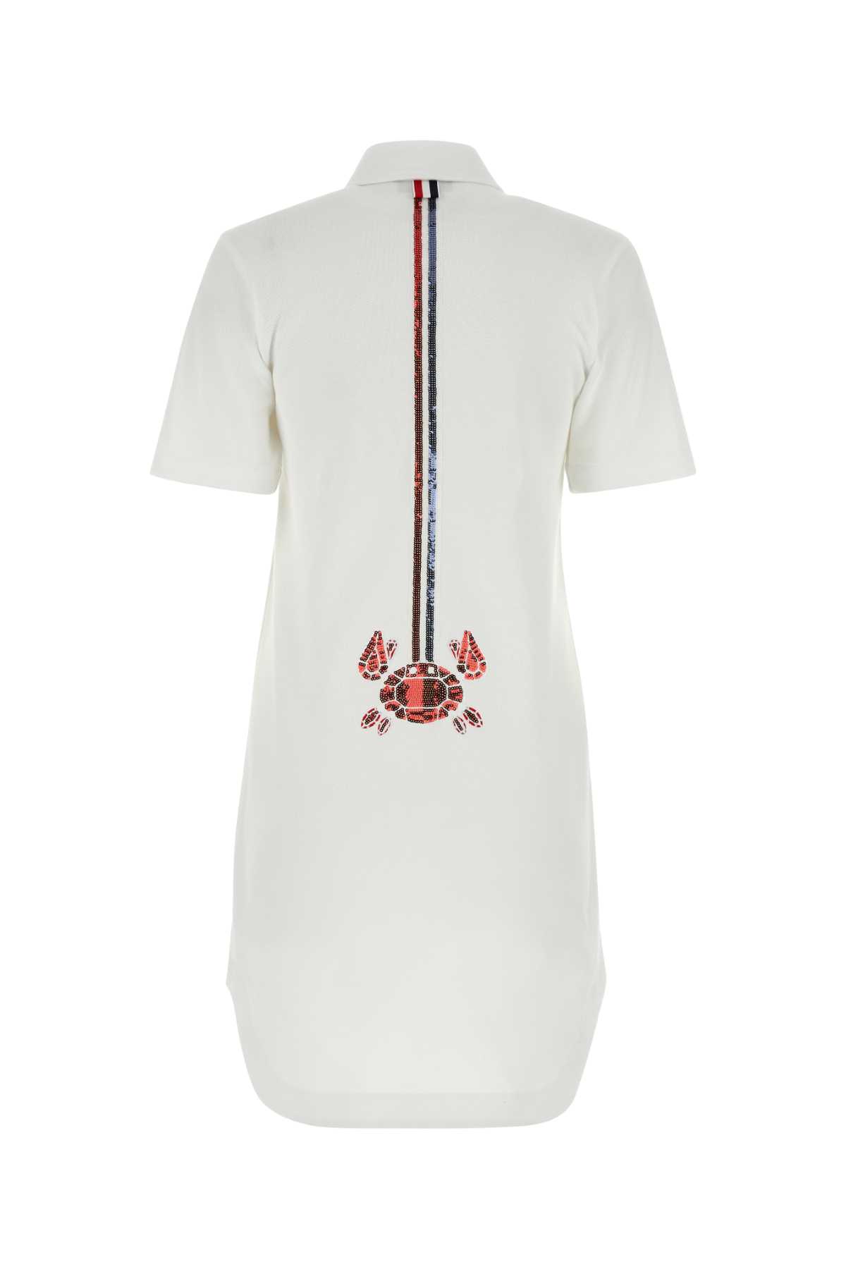 Shop Thom Browne White Piquet Mini Shirt Dress
