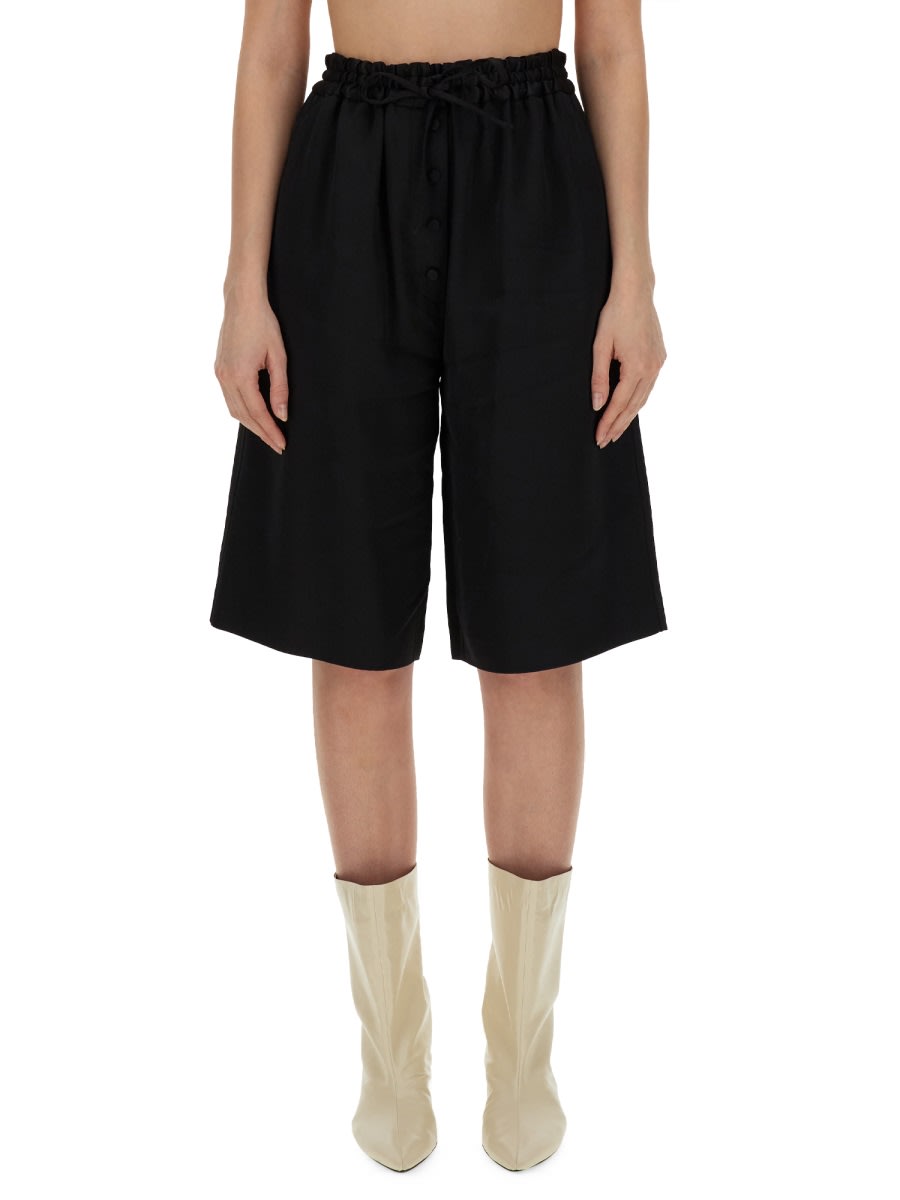 Shop Jil Sander Wide Leg Bermuda Shorts In Black