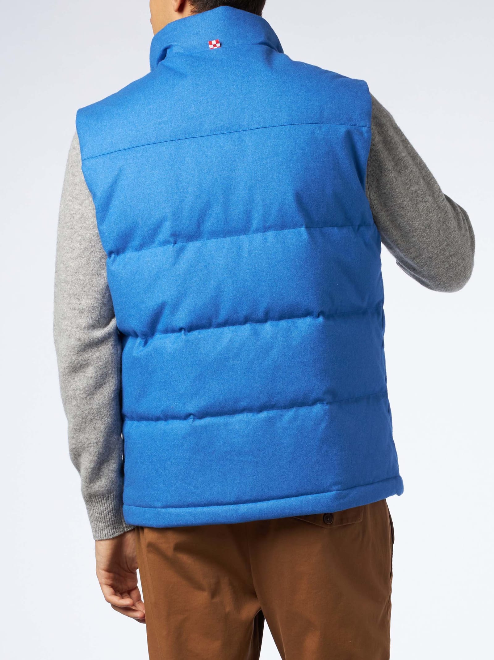 Shop Mc2 Saint Barth Man Down Padded Wooly Bluette Vest With Pockets In Sky