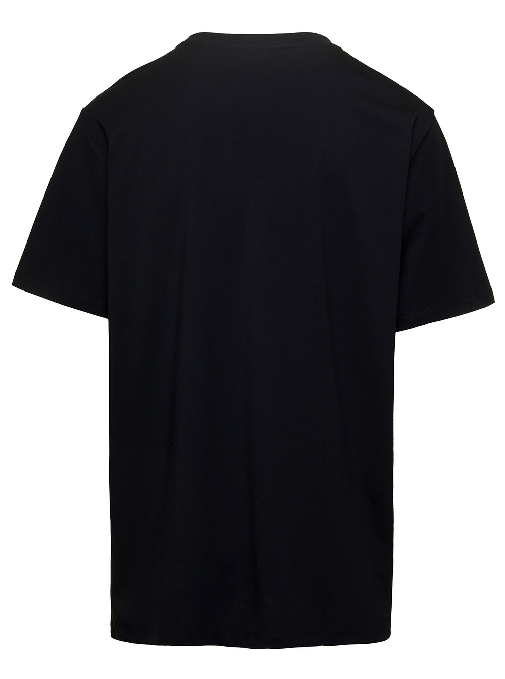 Shop Balmain Black T-shirt With Front Logo Embroidery In Organic Cotton Man In Nero/multicolor