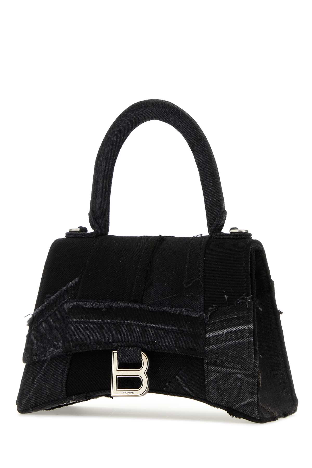 Shop Balenciaga Black Denim Small Hourglass Handbag In 1004
