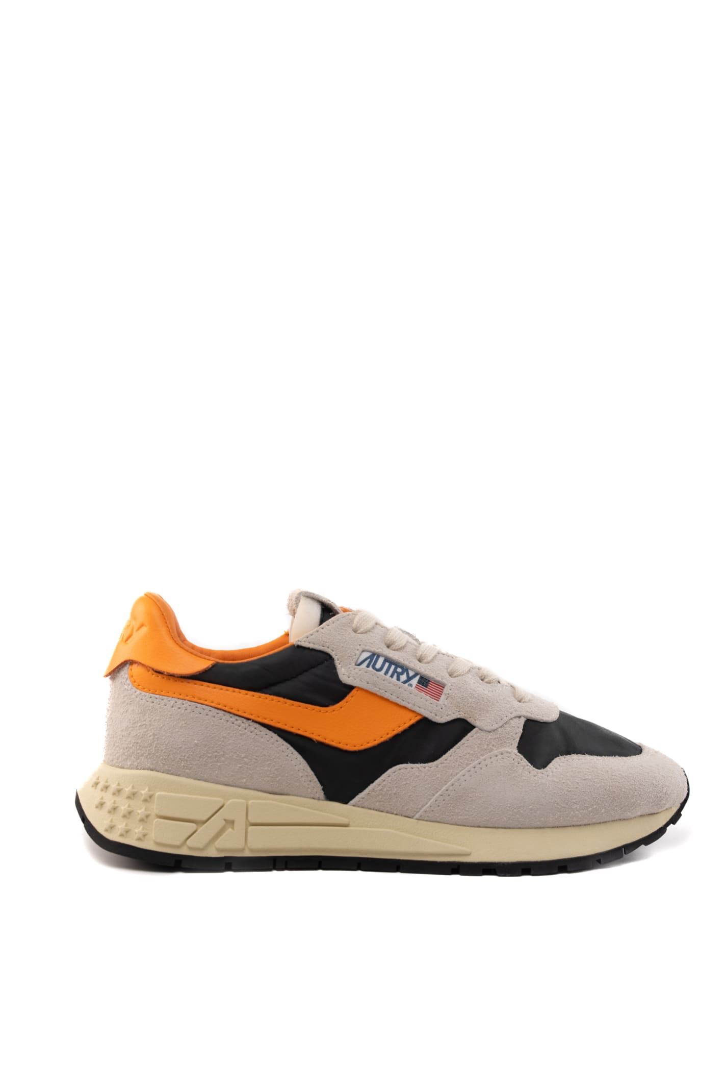 Shop Autry Reelwind Low Sneakers In White And Orange Nylon And Suede