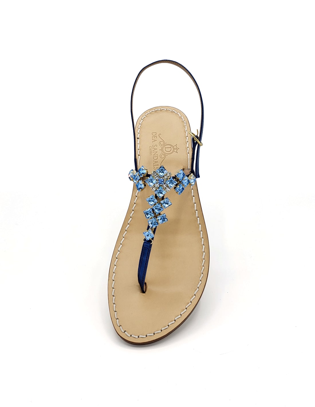 Navy Blue Capri Square Jewel Sandals