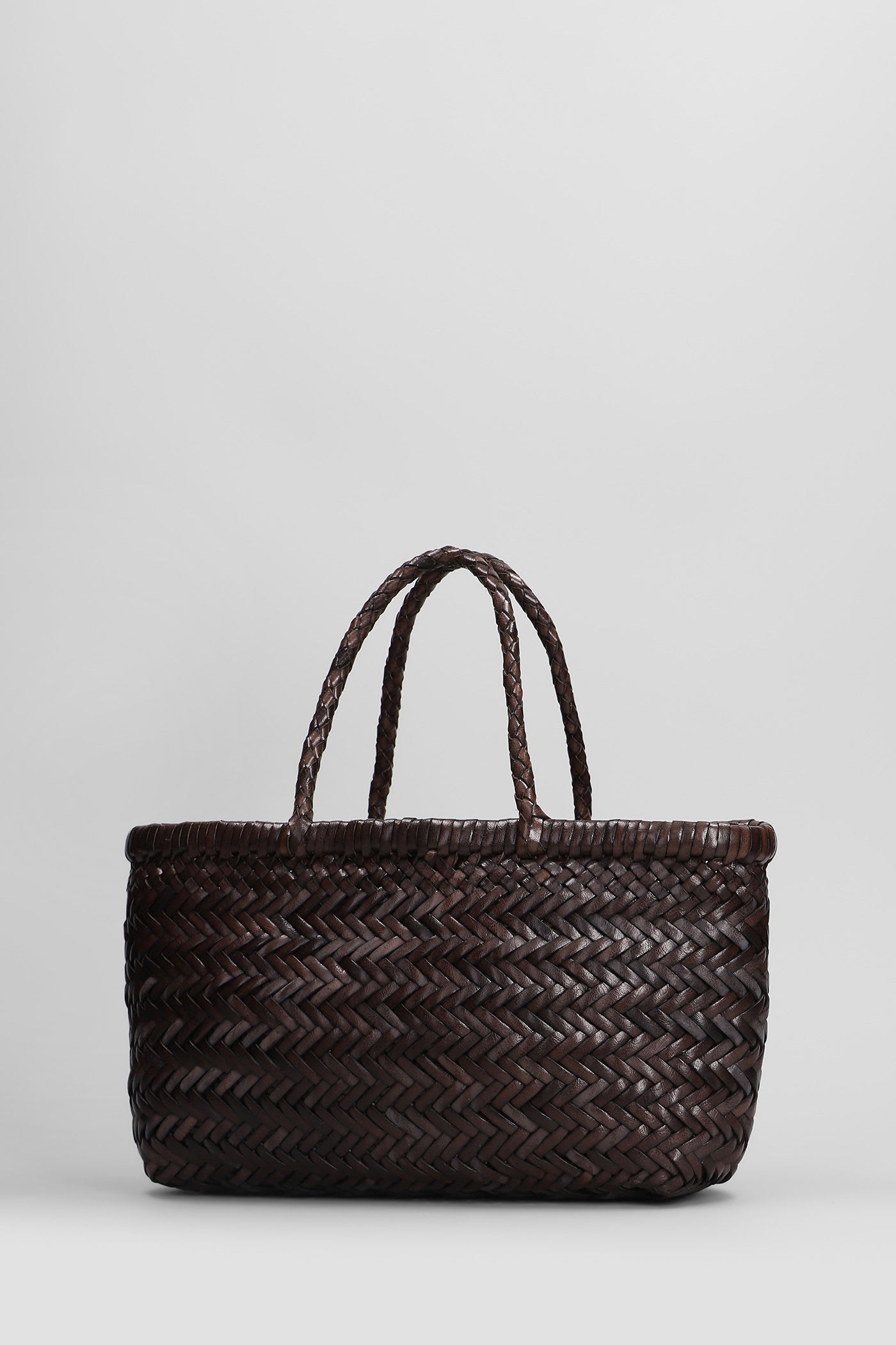 Dragon Diffusion Mini Flat Gora Baskt Hand Bag In Brown Leather In Brown