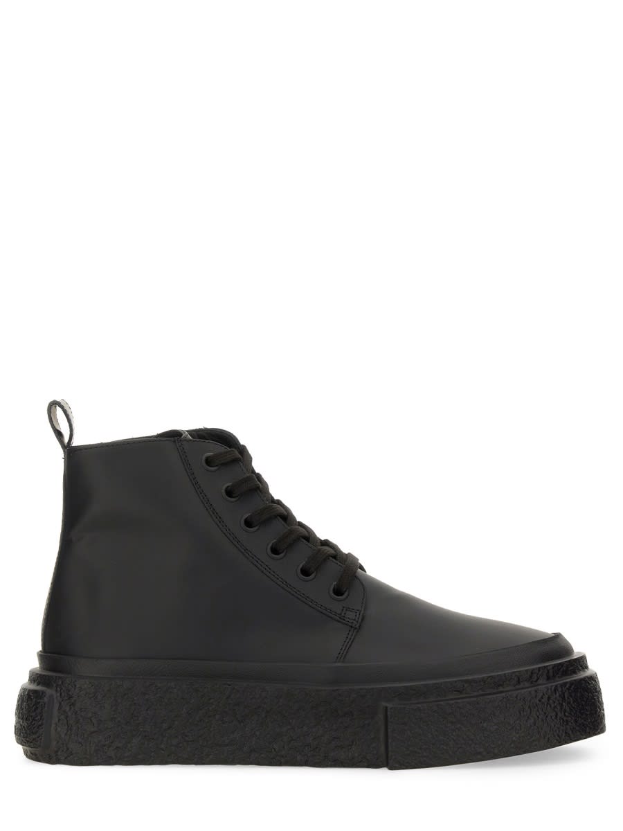 Shop Mm6 Maison Margiela Leather Lace-up Sneaker In Black