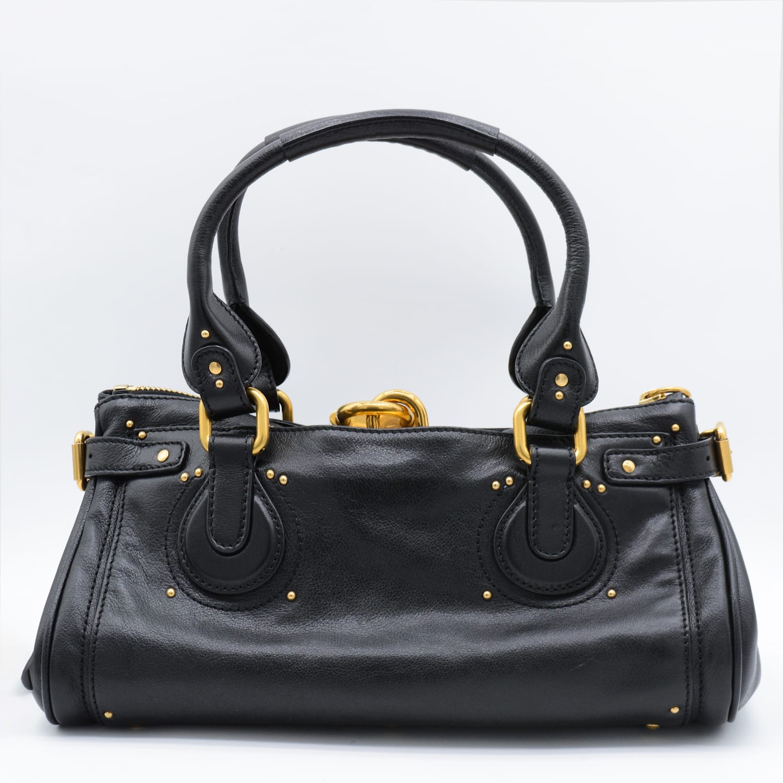 Chloé Womens Paddington Padlock Leather Shoulder Bag Kohl Brown In Black