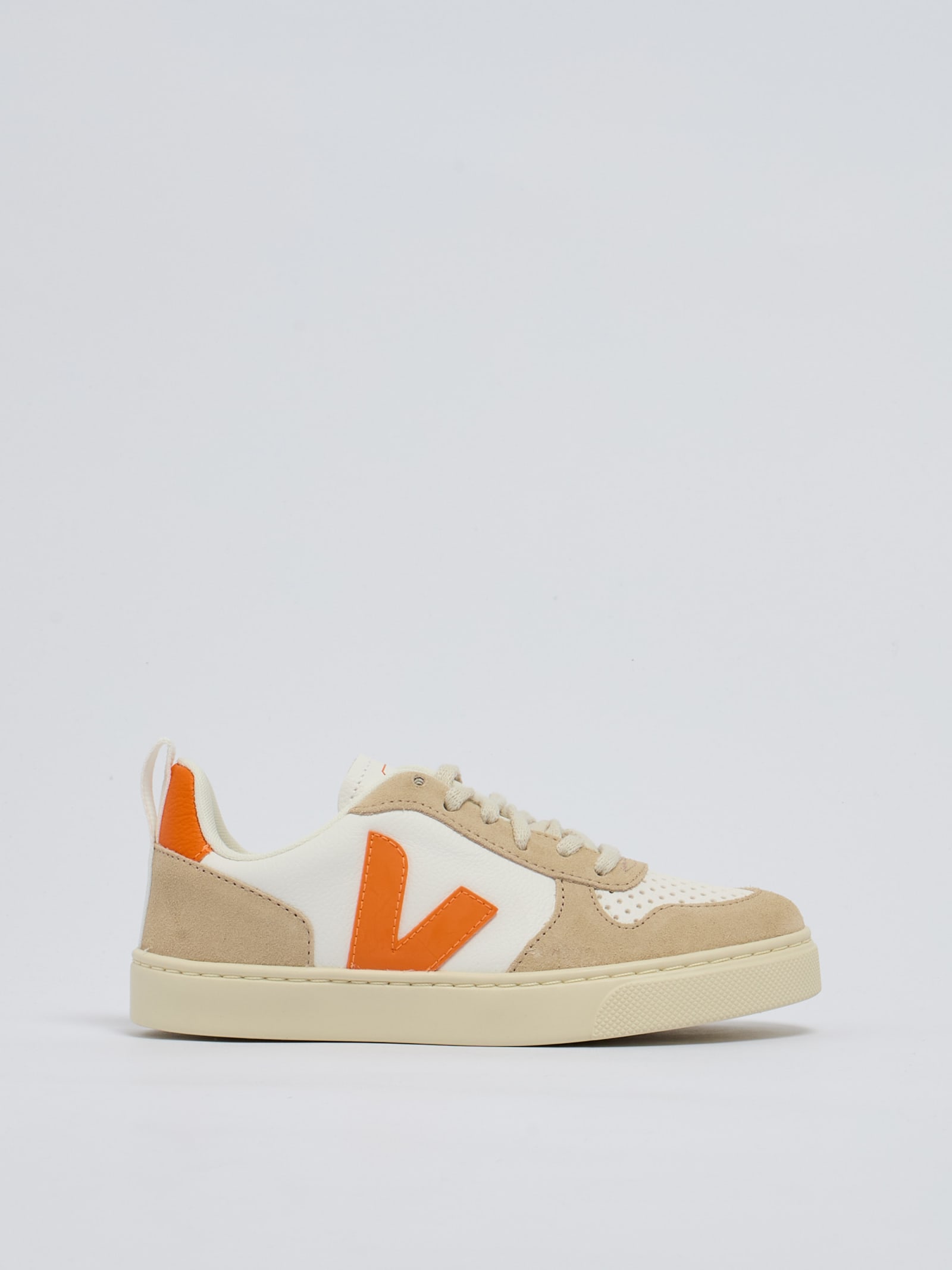 Shop Veja Small V-10 Sneaker In Bianco-arancio