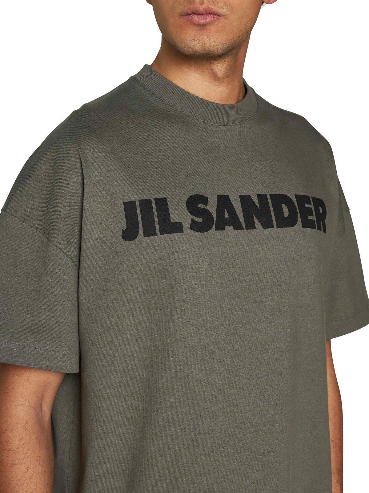 Shop Jil Sander Logo Printed Crewneck T-shirt In Verde Militare
