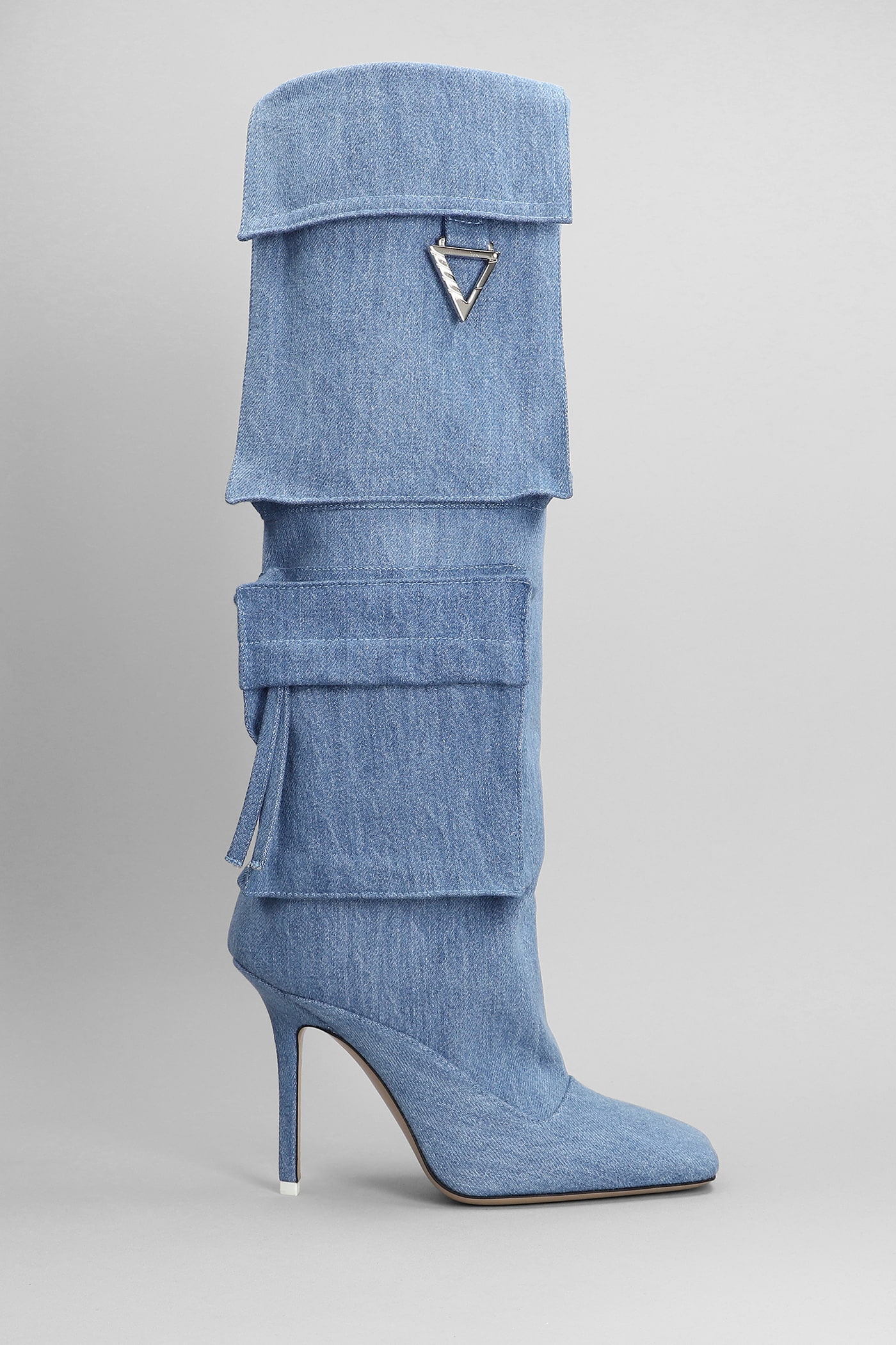 Sienna High Heels Boots In Cyan Cotton
