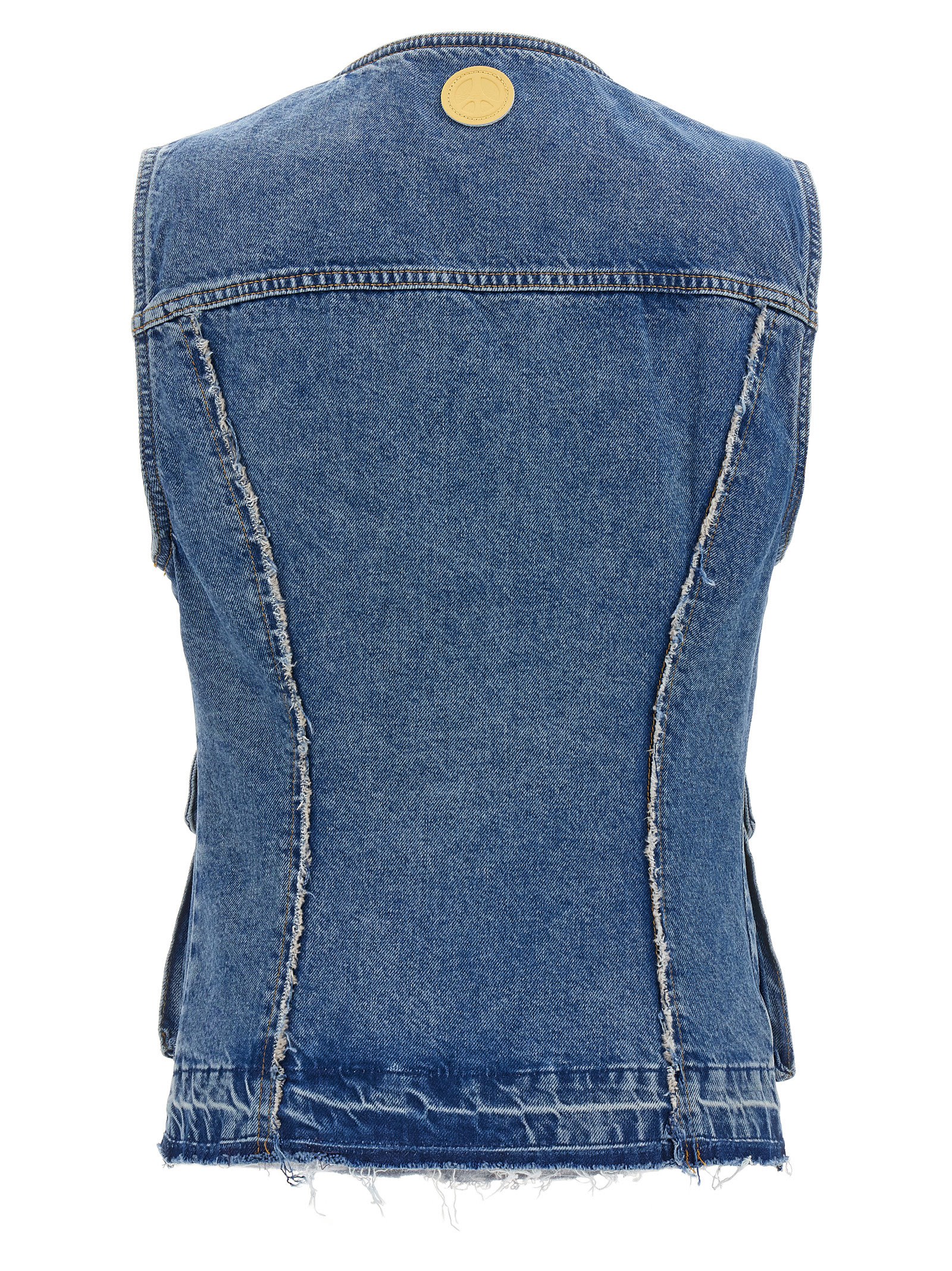 Shop M05ch1n0 Jeans Denim Vest In Light Blue