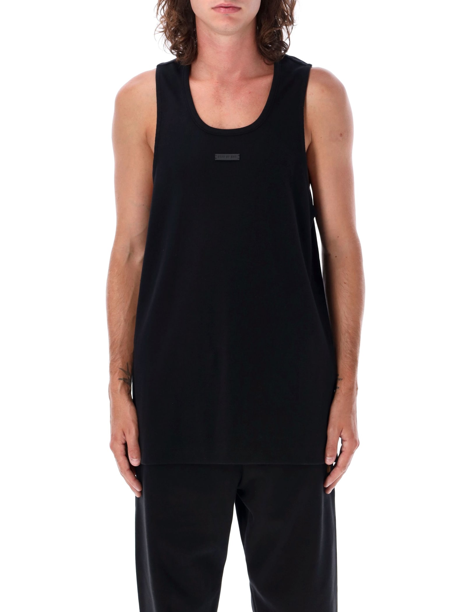 Shop Fear Of God Ribbed Tank In Black