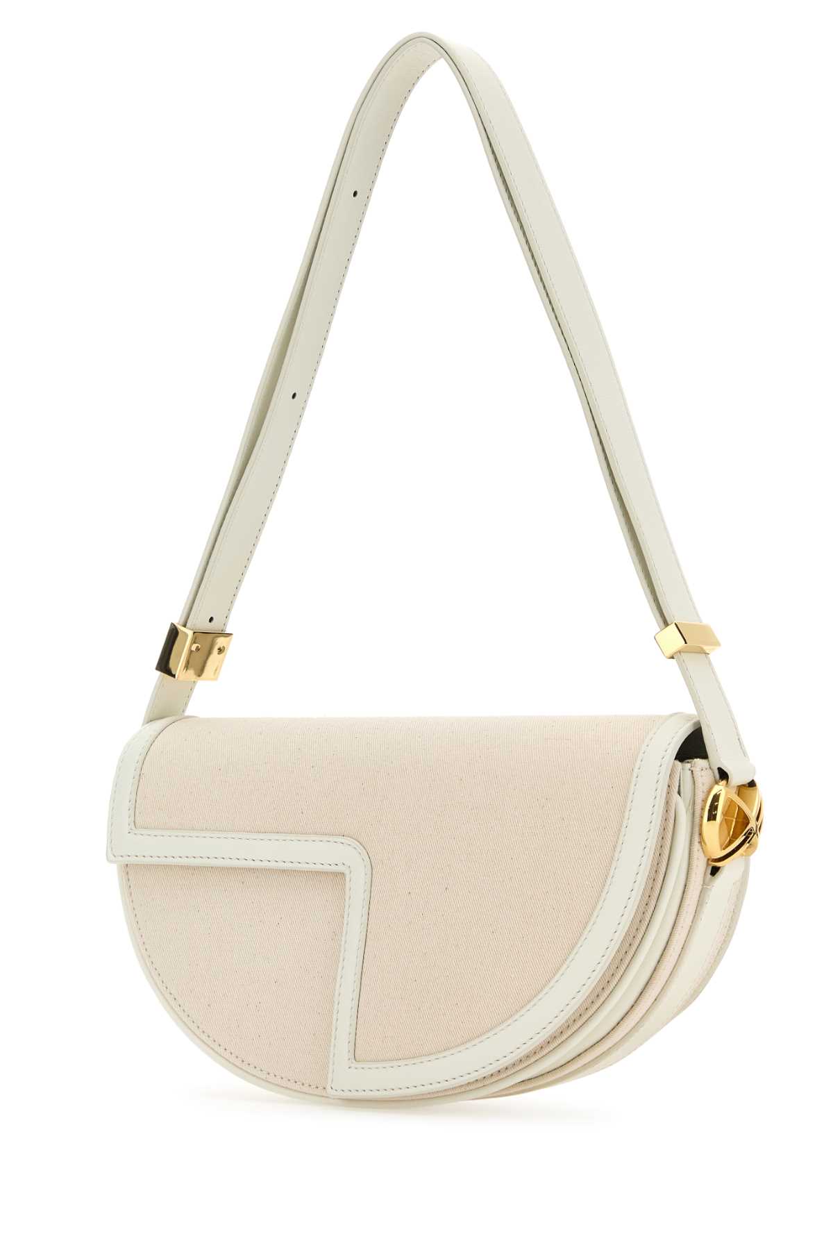 PATOU TWO-TONE CANVAS AND LEATHER LE PATOU SHOULDER BAG 