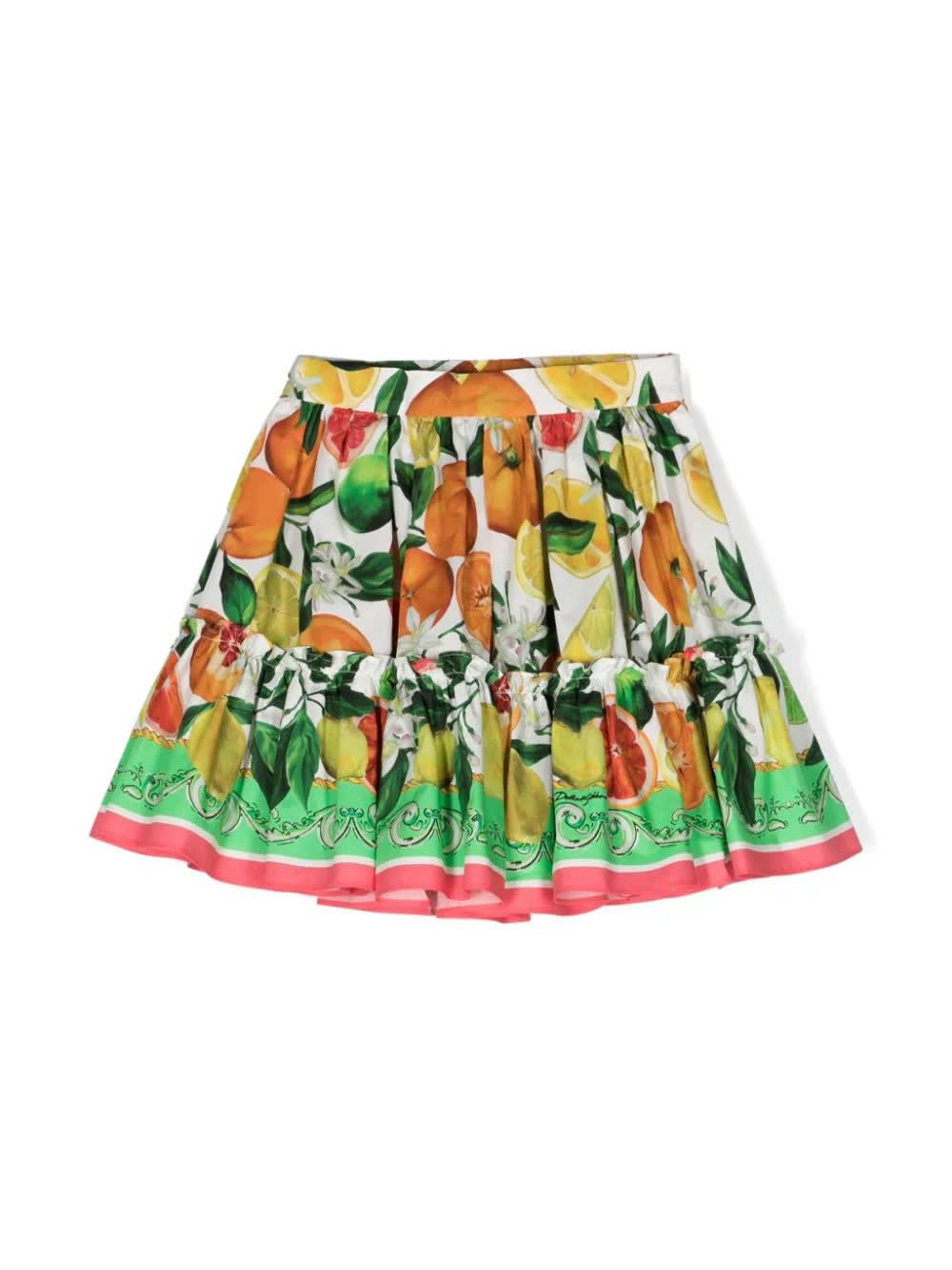 Shop Dolce & Gabbana Miniskirt With Orange And Lemon Print In Multicolour