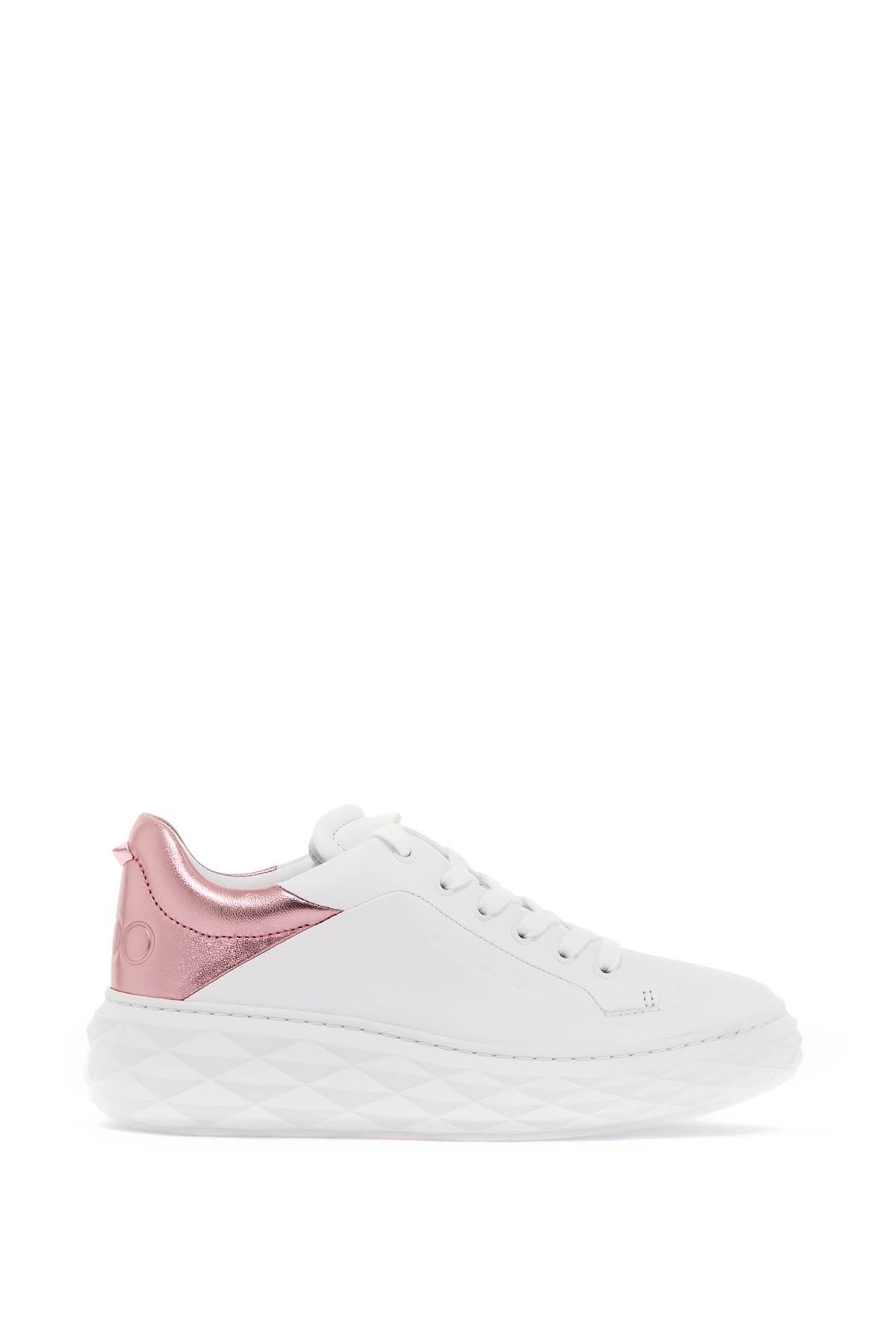 Shop Jimmy Choo Diamond Maxi/f Ii Sneakers In V White Pink Sherbet (white)