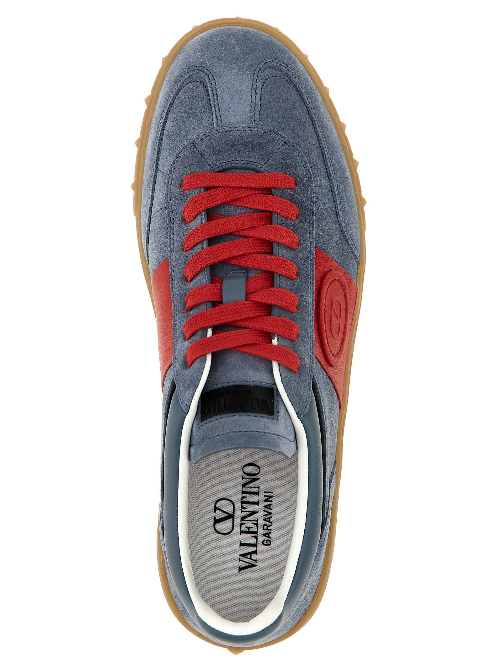 Valentino Garavani Men Upvillage Low Top Sneaker In Split Leather And Calfskin Nappa Leather In Multicolor
