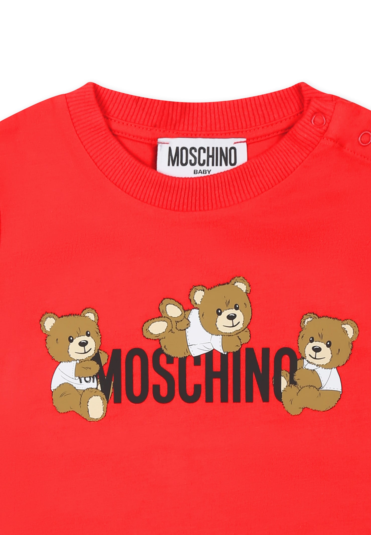 Moschino Red T-shirt For Babykids With Teddy Bears In Red