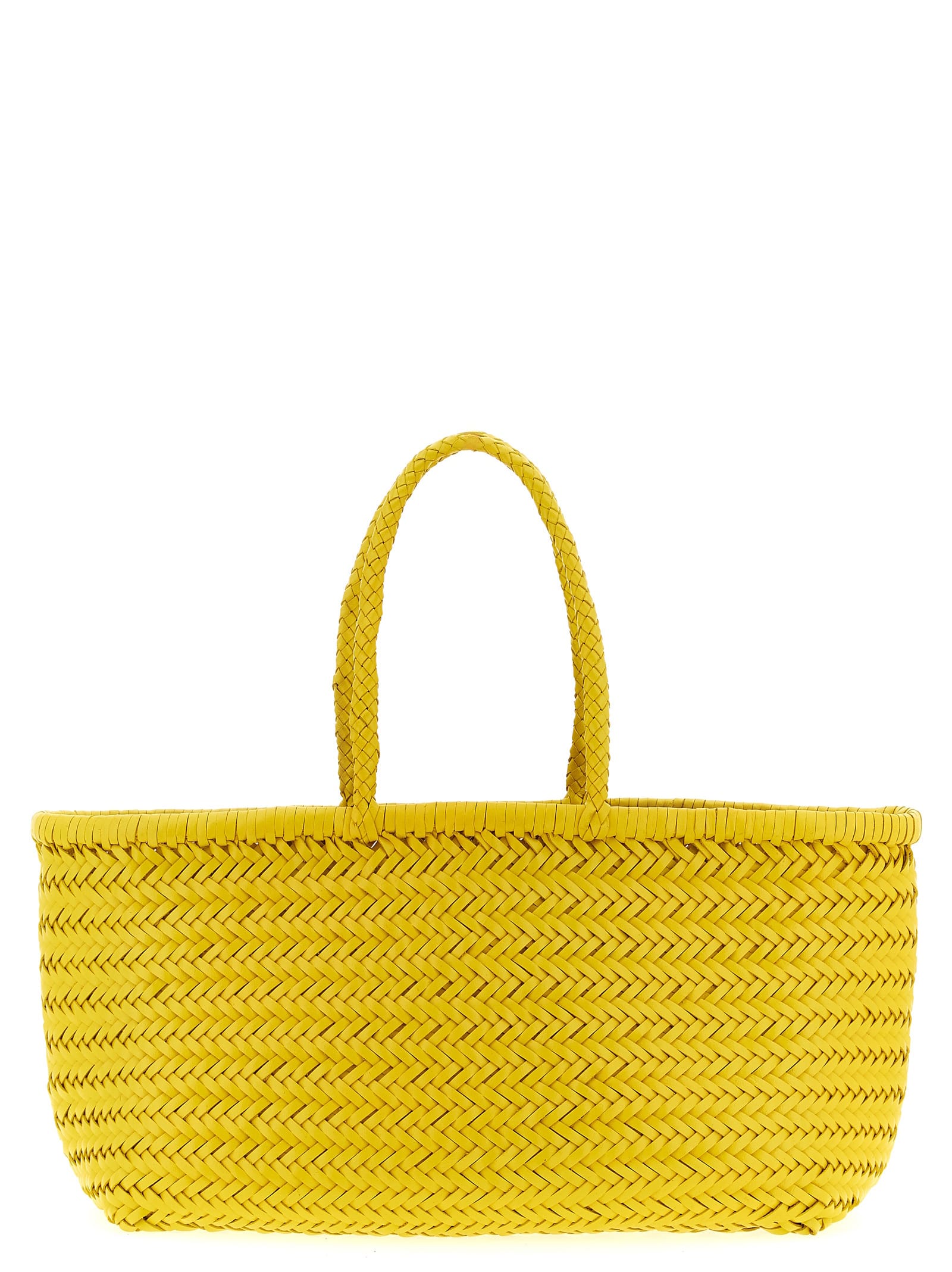 Dragon Diffusion Triple Jump Chevron-weave Shoulder Bag In Yellow