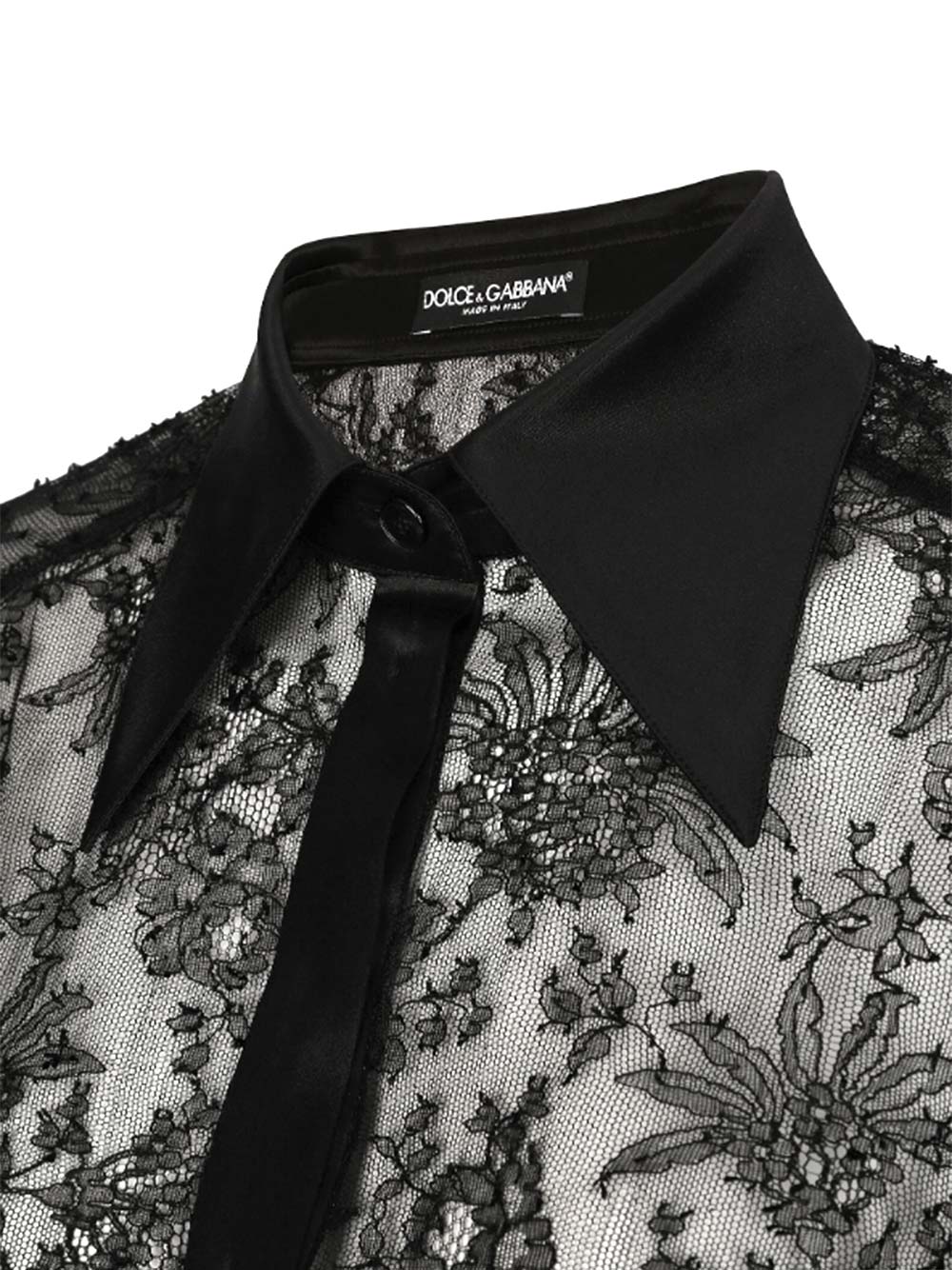 Shop Dolce & Gabbana Chantilly Lace Shirt In Nero