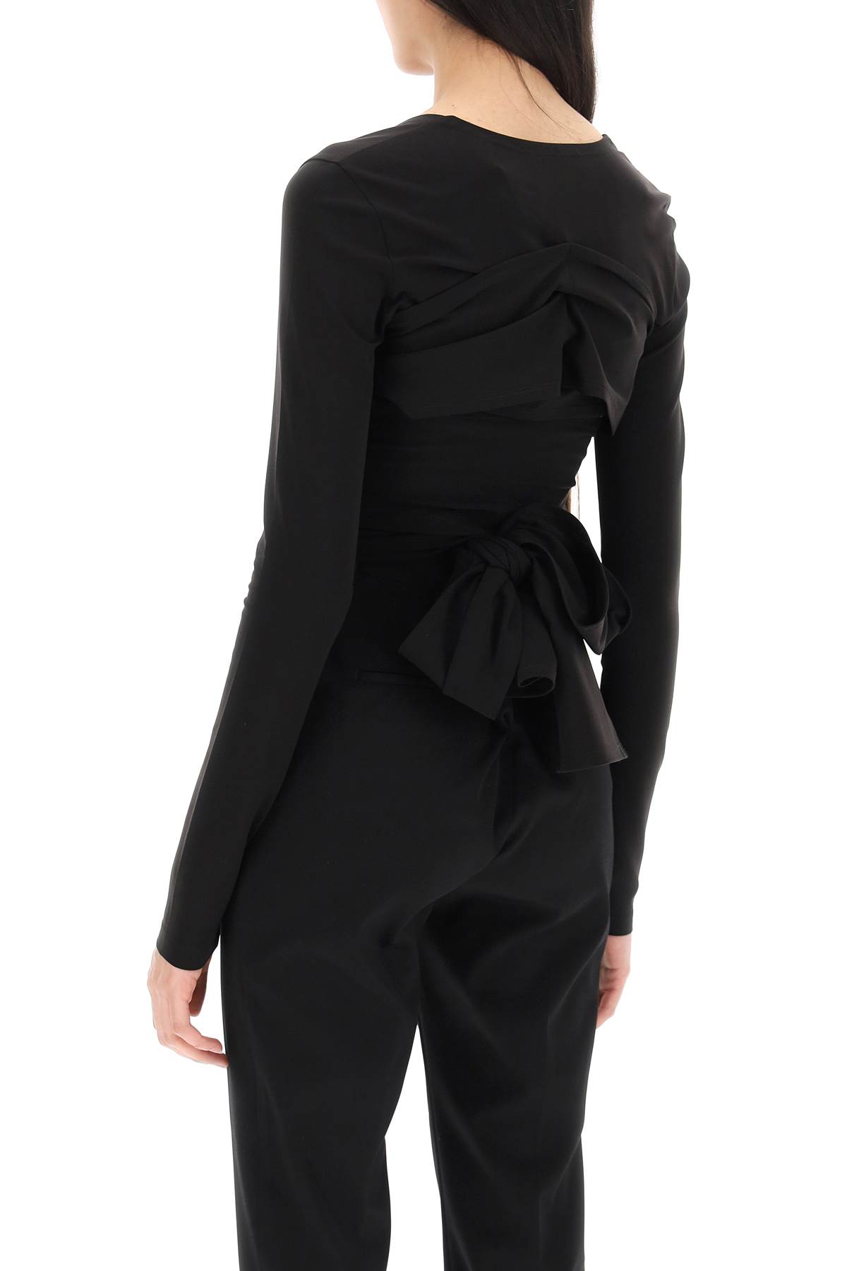 Dolce & Gabbana Stretch Jersey Punto Milano Wrap Top In Black