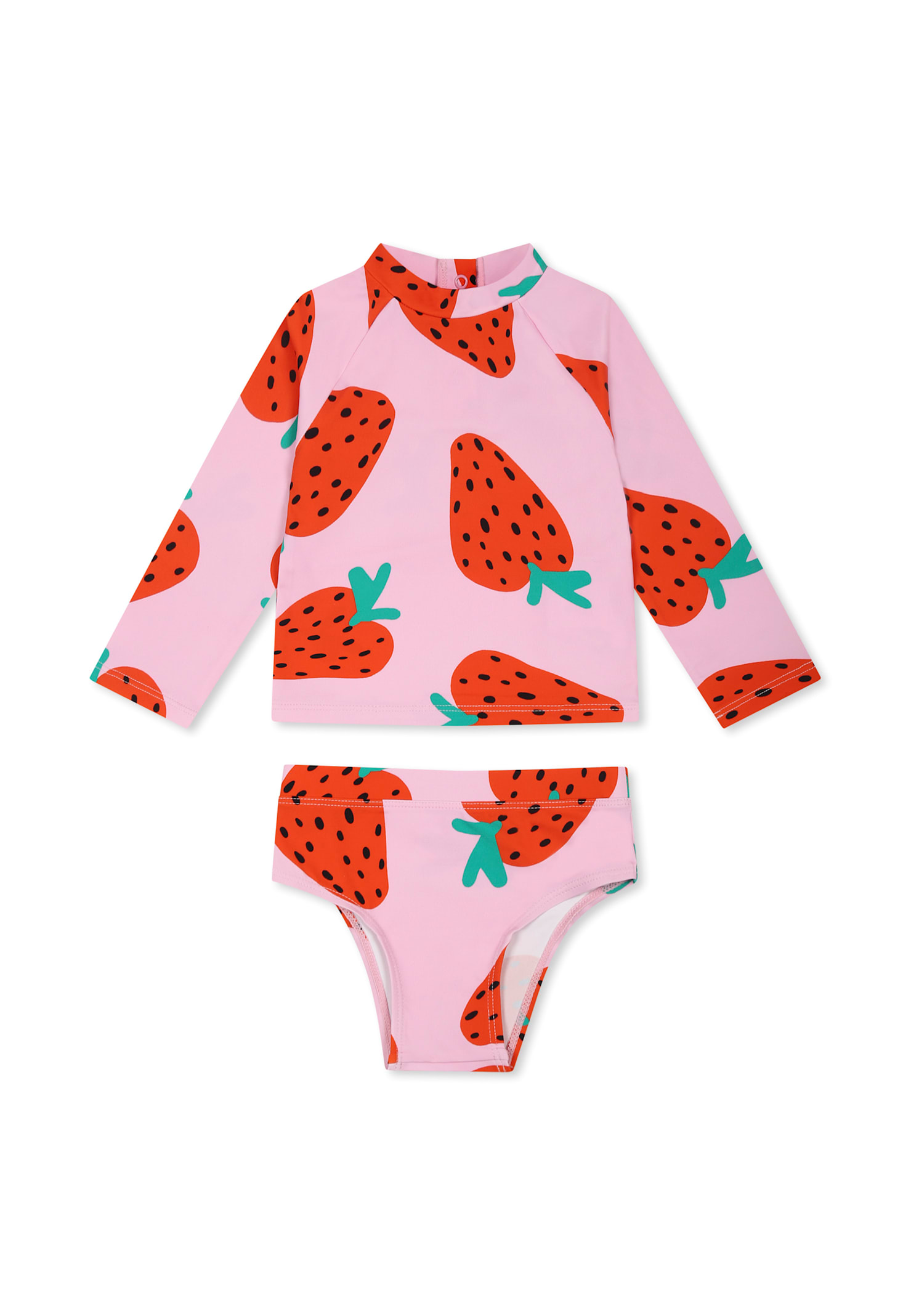 Stella Mccartney Pink Bikini For Baby Girl With Strawberries In Pink