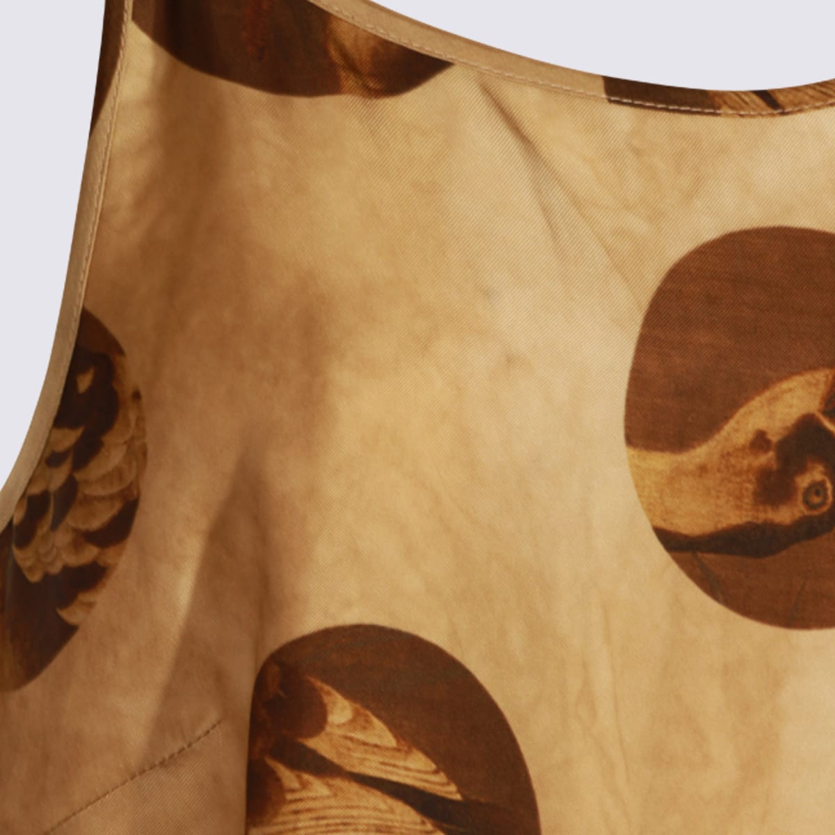 Uma Wang Anaya Brown Sleeveless Dress With Round Neck And All-over Motif In Viscose Blend Woman In Brown