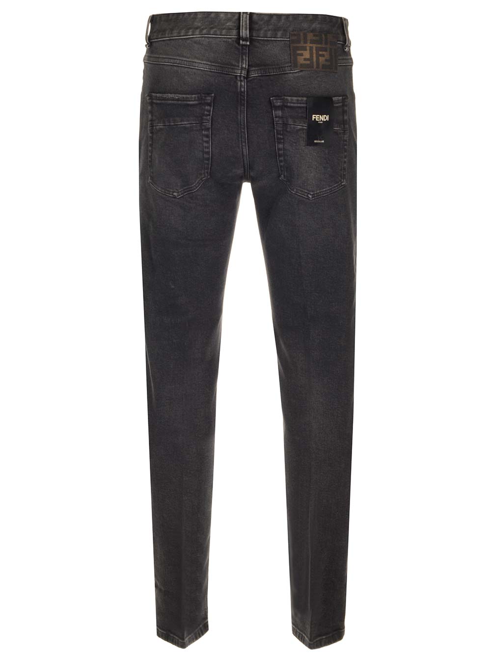 Shop Fendi Regular Fit Straight Leg Jeans In Black