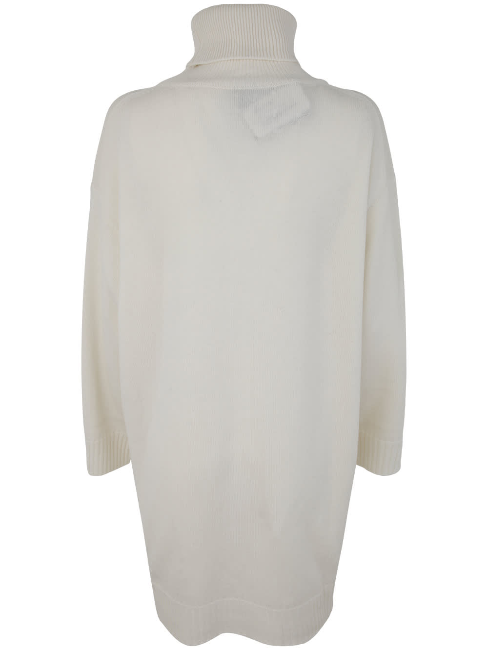 Shop Kiton High Neck Knitted Mini Dress In Optic White