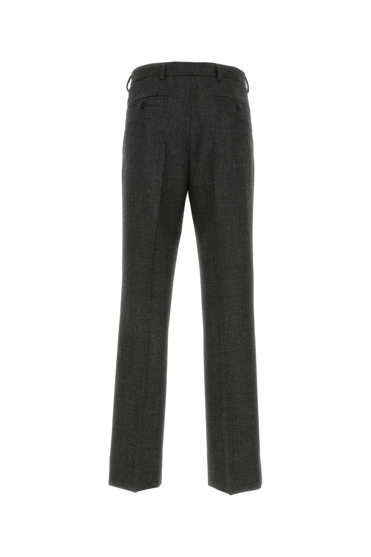 Shop Prada Melange Dark Grey Wool Pant In F0308