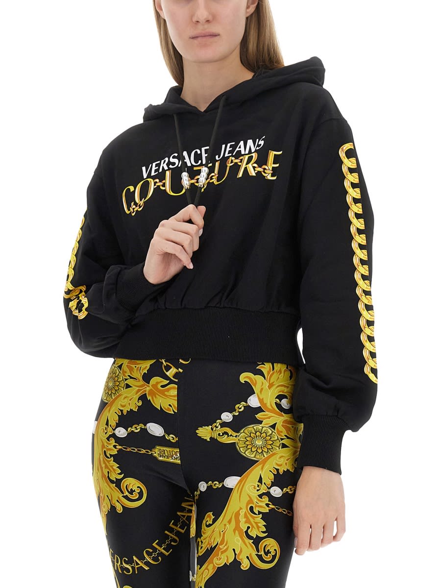 Shop Versace Jeans Couture Sweatshirt With Logo In Black