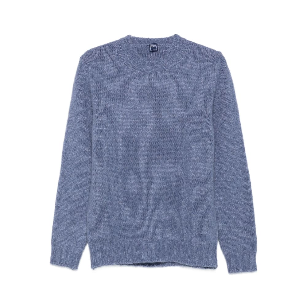 Fedeli Ribbed Crew-neck Sweater In Blue