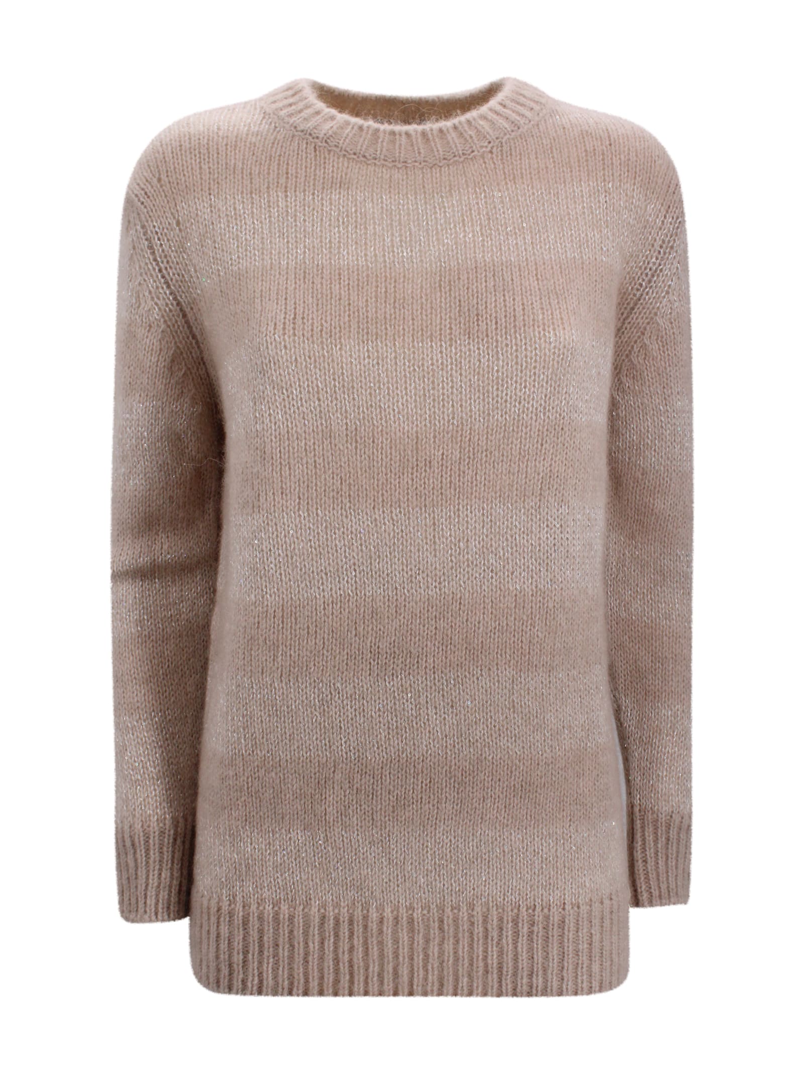 Herno Straight Cut Crew Neck Knit Jumper In Brown