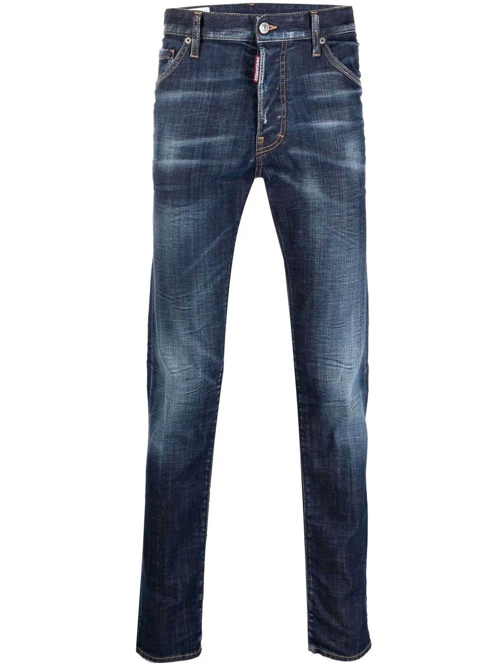 Dsquared2 Blue Stretch Cotton Faded Slim-cut Jeans