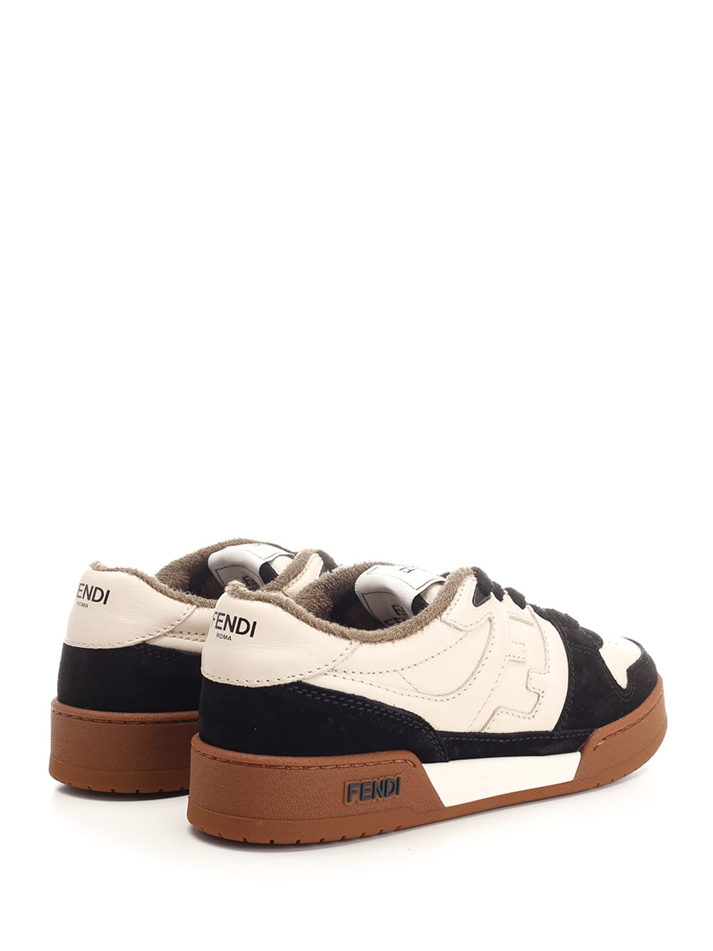 Fendi Match Leather And Suede Low Top Sneakers Shoes In Multi