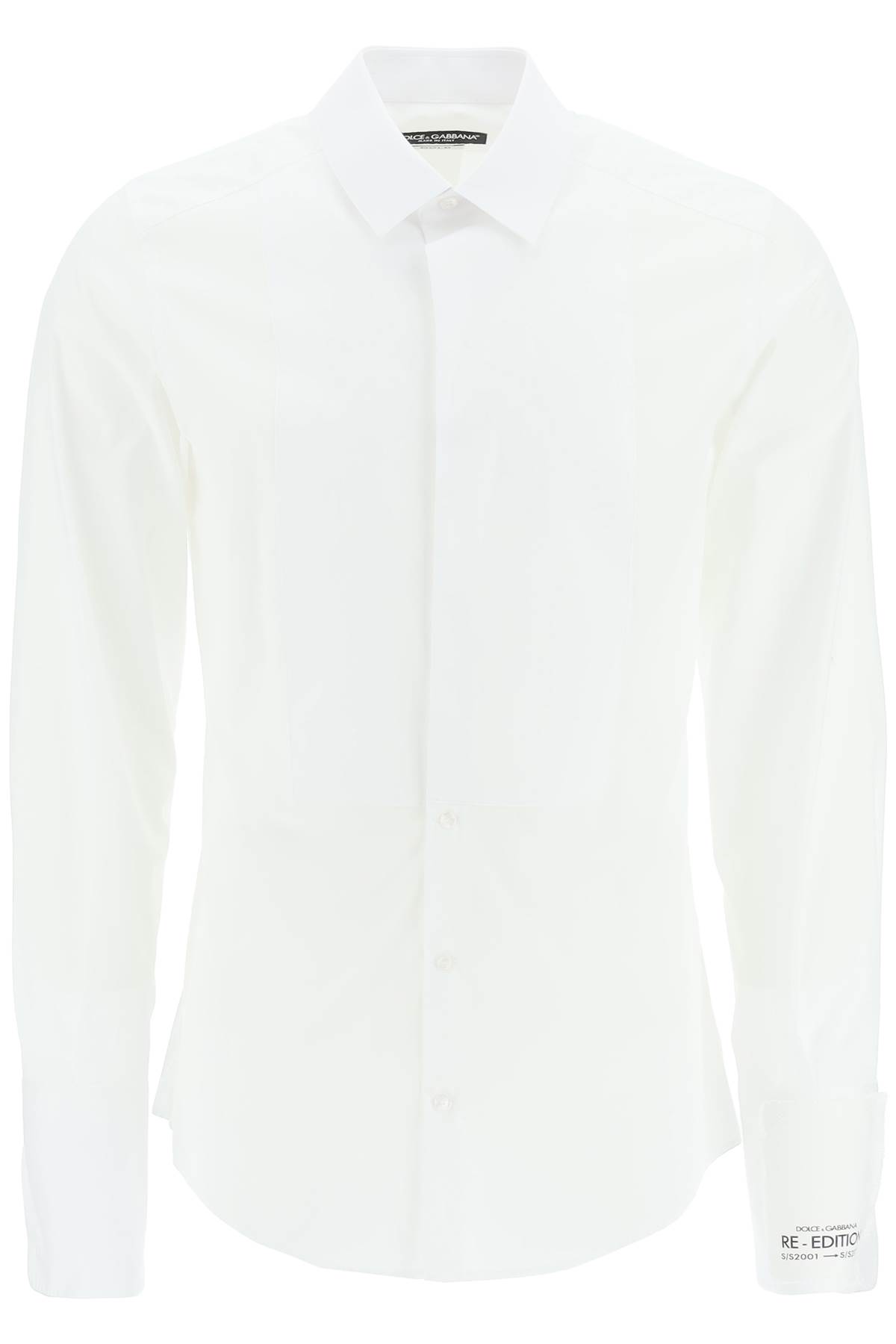 Shop Dolce & Gabbana Re-edition Gold-fit Tuxedo Shirt In White