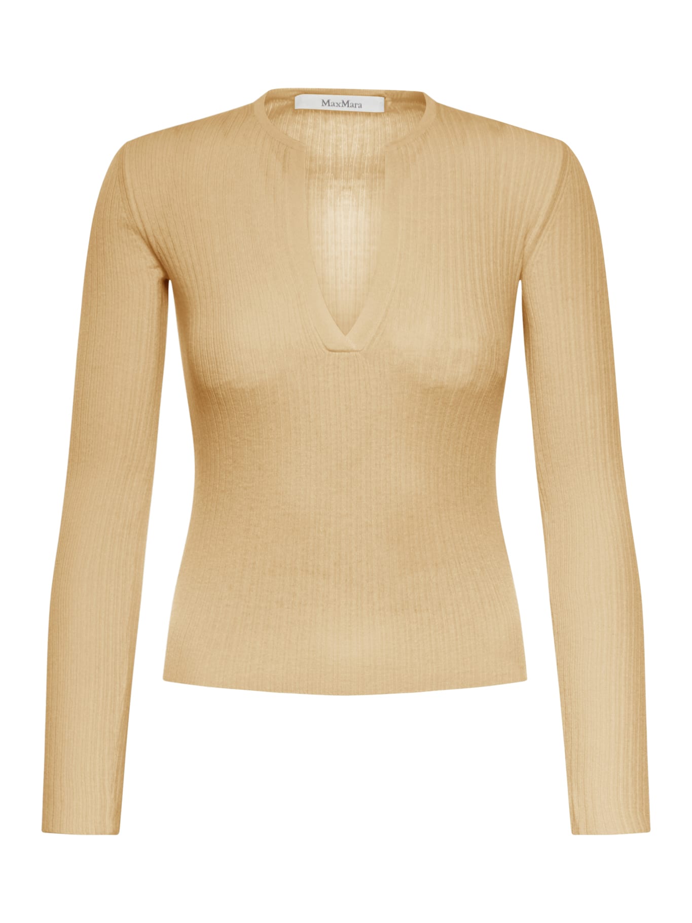 Shop Max Mara Urlo Sweater In Silk And Wool Blend In Camel