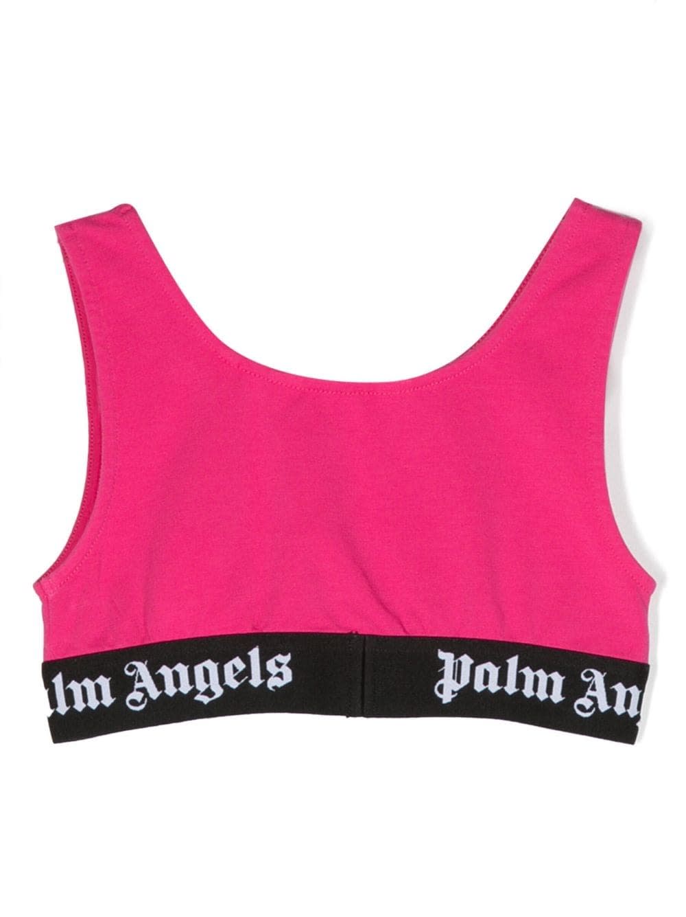 Shop Palm Angels Fuchsia Top With Black Logo Band In Pink
