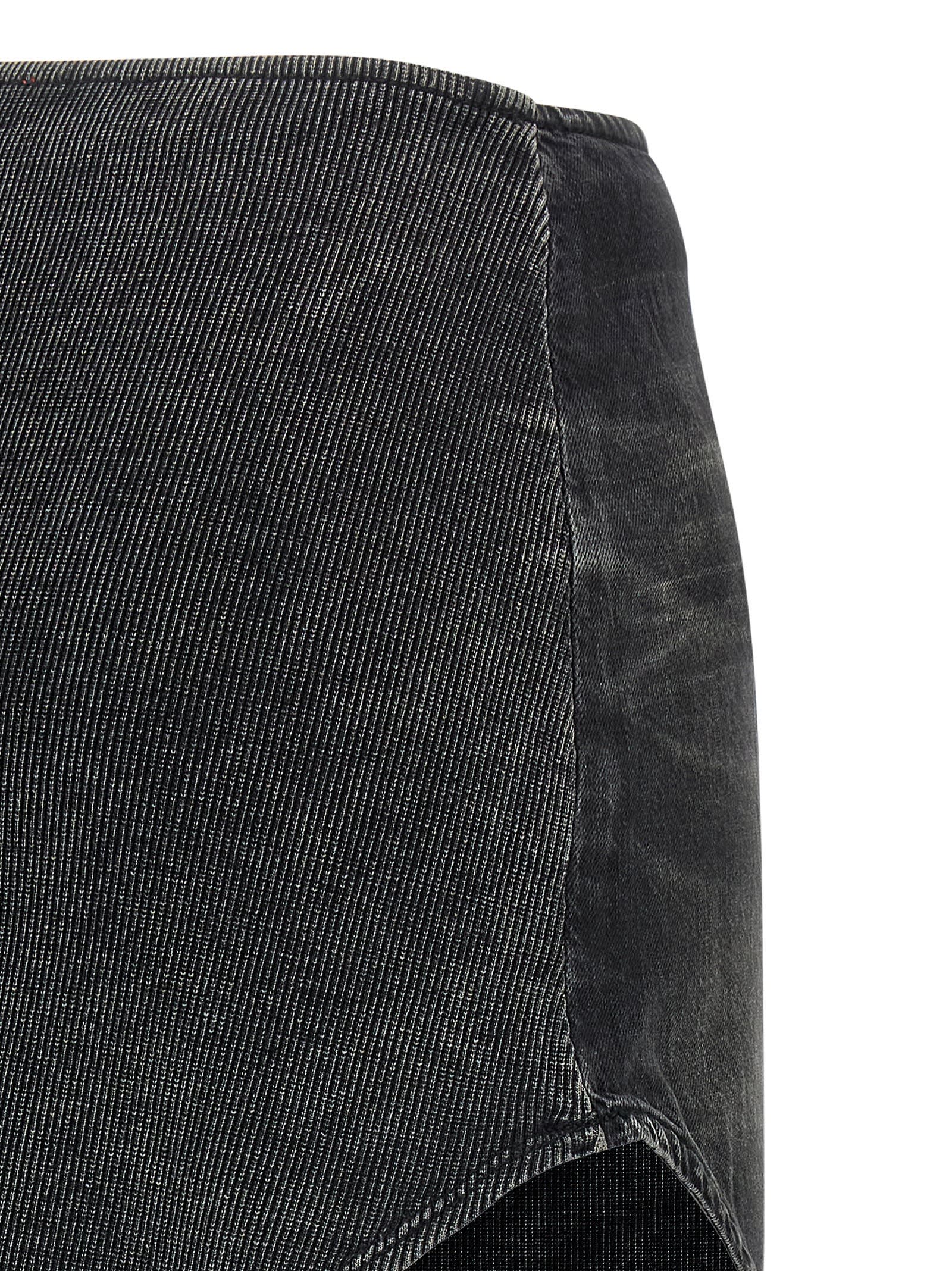 Diesel Black Denim And Jersey De-vany-s Miniskirt In Black