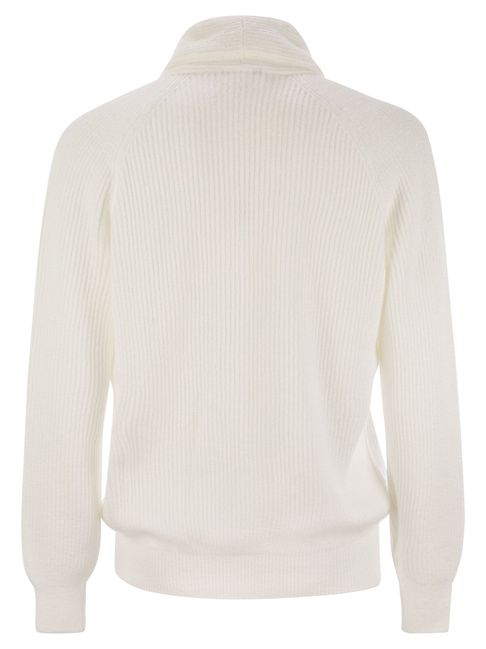 Brunello Cucinelli Men's Buttoned Cotton Rib Cardigan In Neve