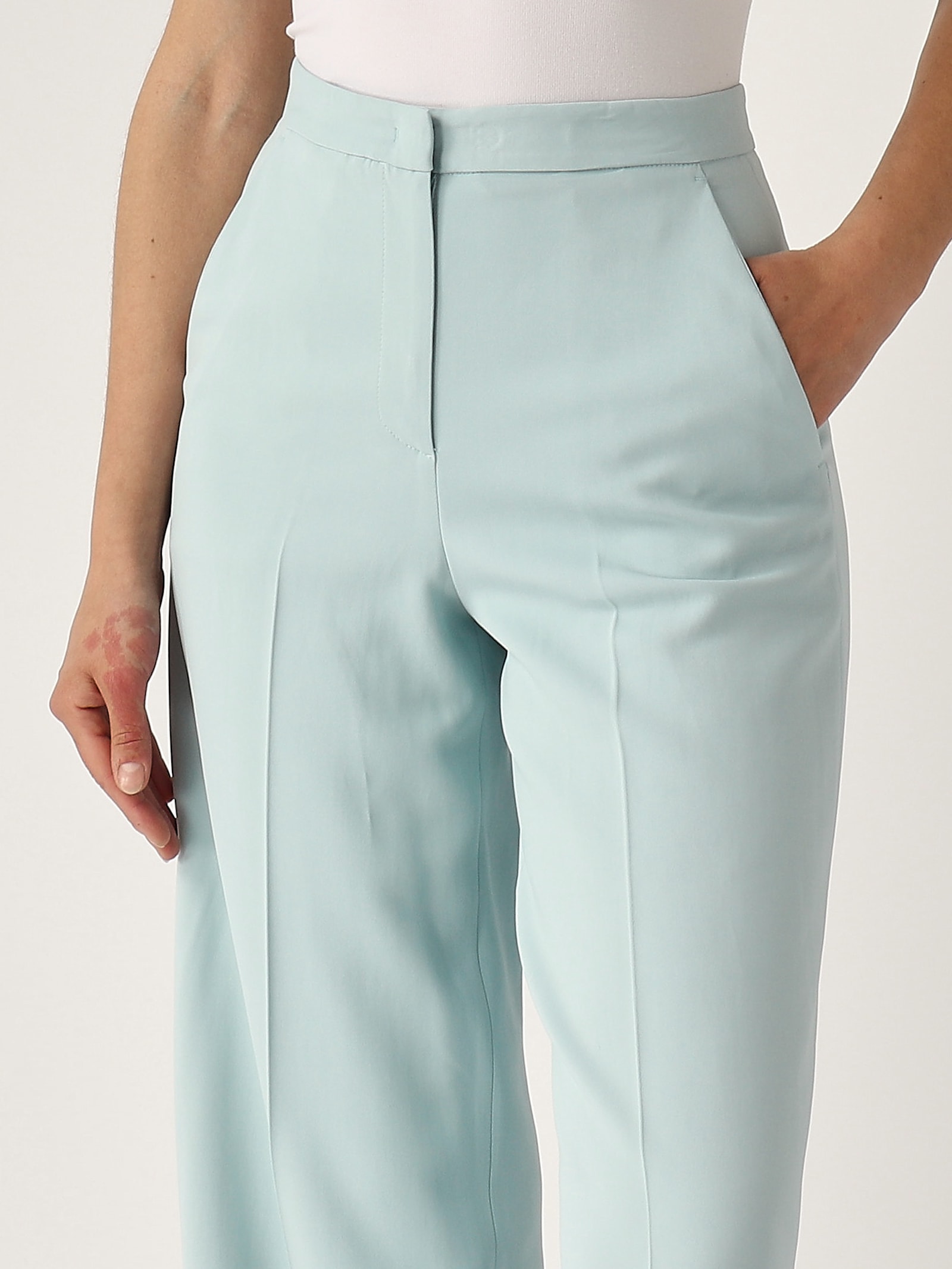 Pinko Pergamino Pantalone Trousers In Celeste