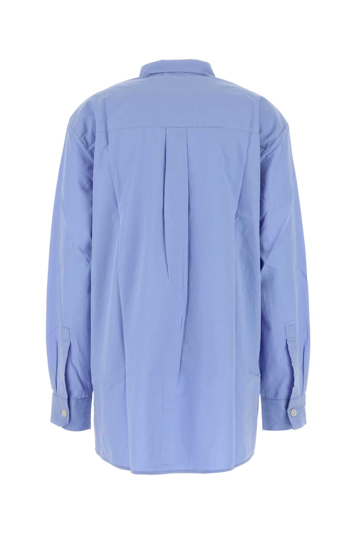 Tekla Cerulean Blue Poplin Oversize Pyjama Shirt In Blue