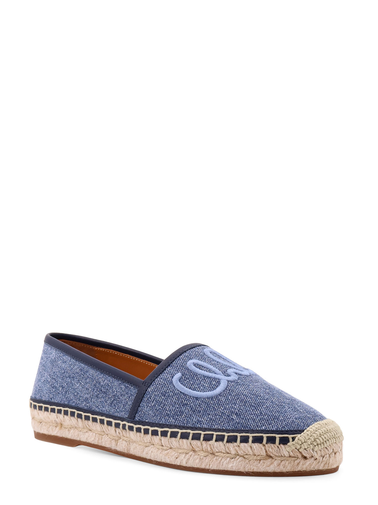 Chloé Denim Espadrillas With Embroidered Logo In Blue
