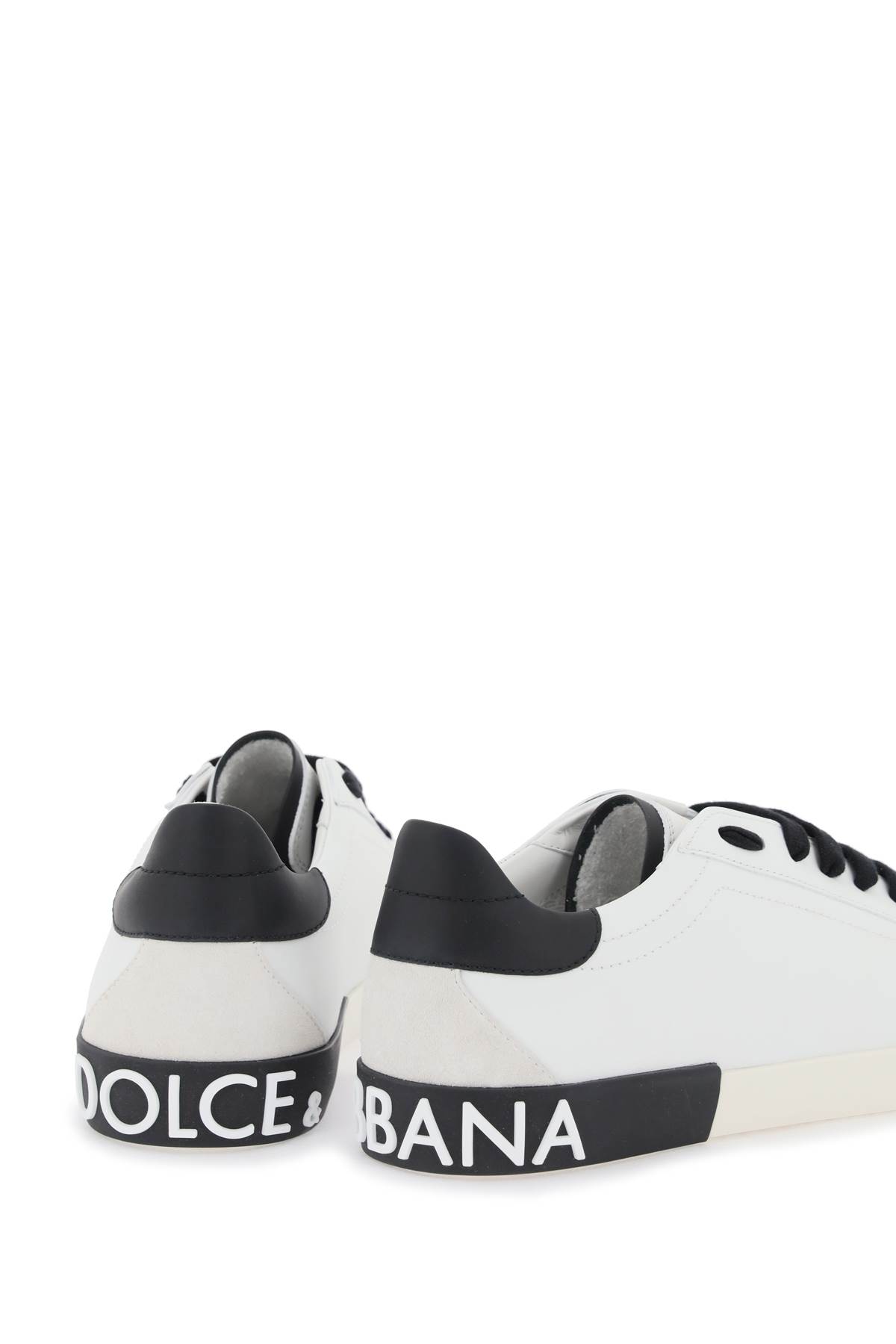 Shop Dolce & Gabbana Portofino Nappa Leather Sneakers In Bianco/nero