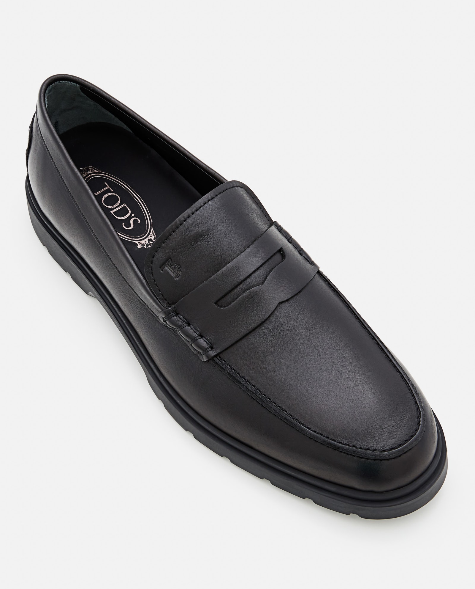 Shop Tod's Leather Loafers In Black