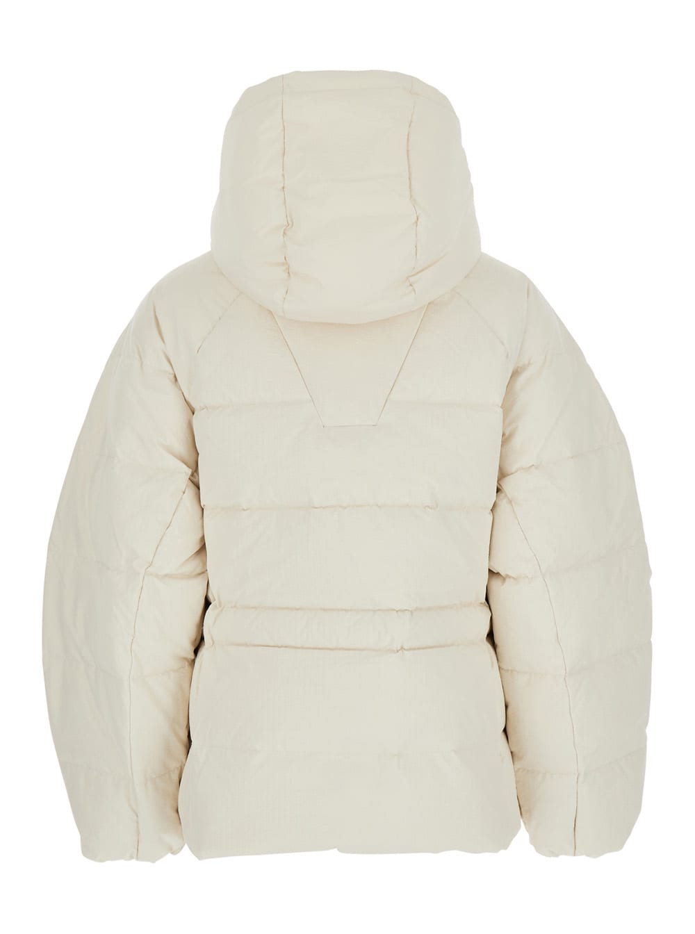 Shop Ganni Tech Seersucker Oversized Puffer Jacket In White