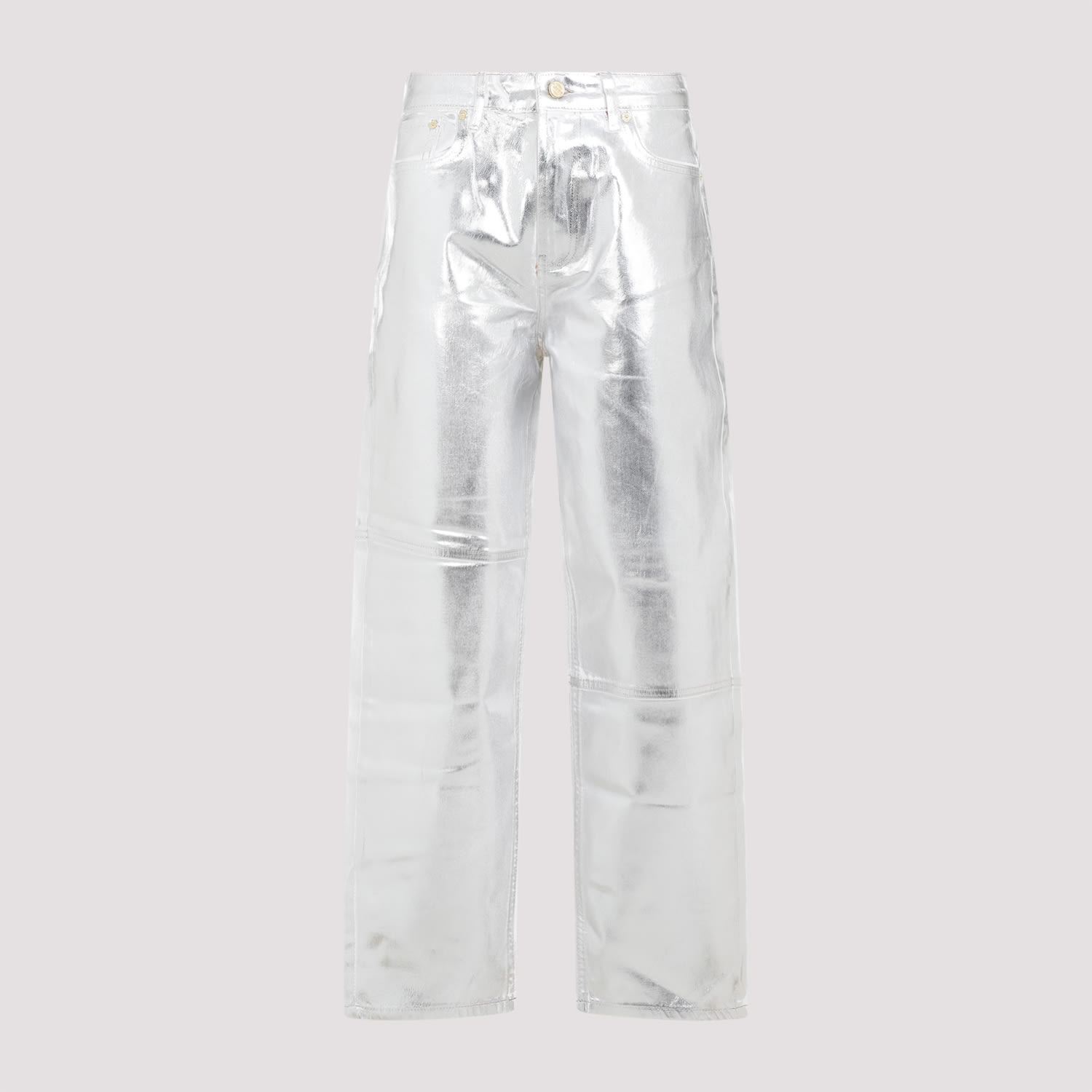 Shop Ganni Foil Stary Denim In Bright White