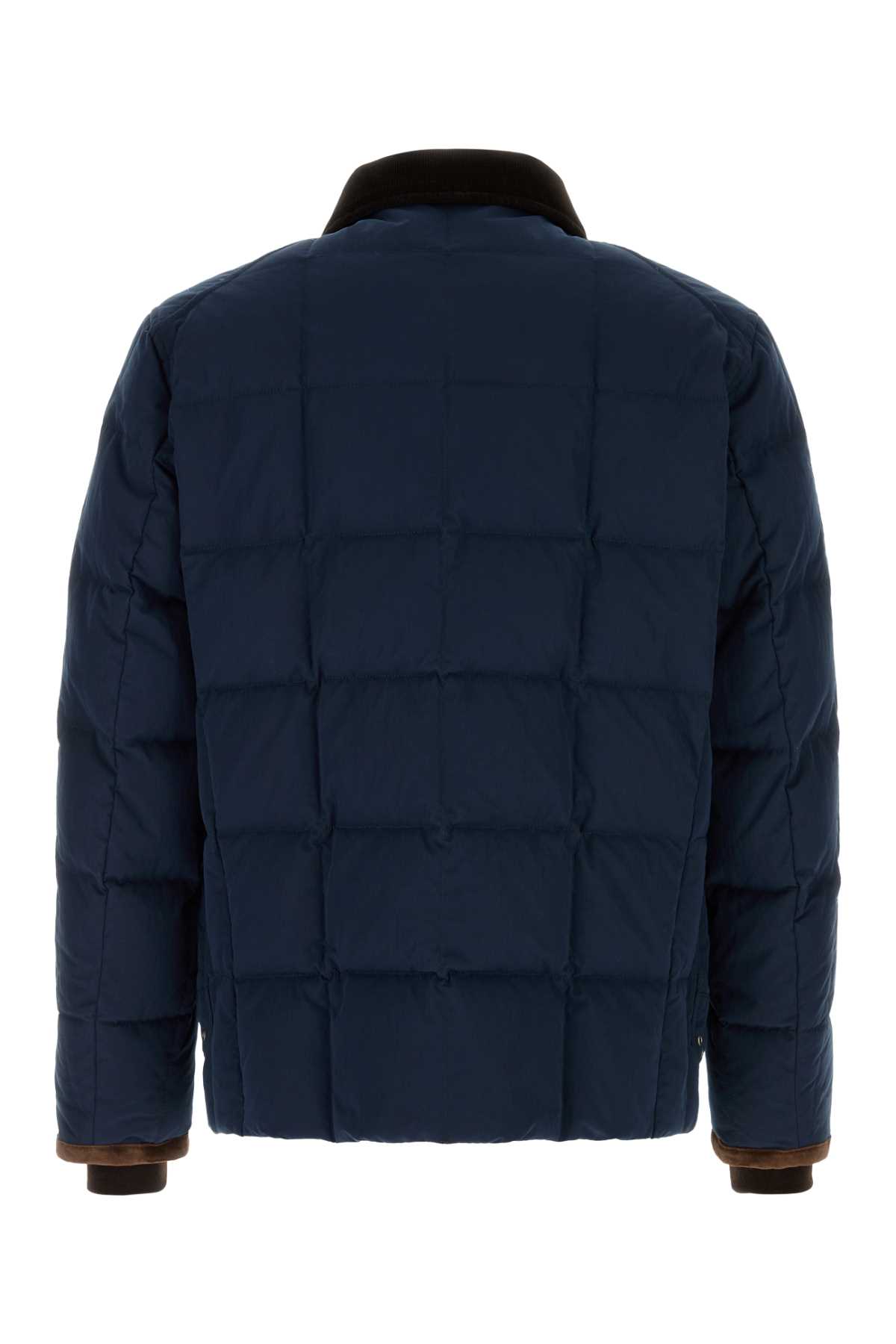 Fay Down Jacket With Contrast Collar And Pockets In Blue