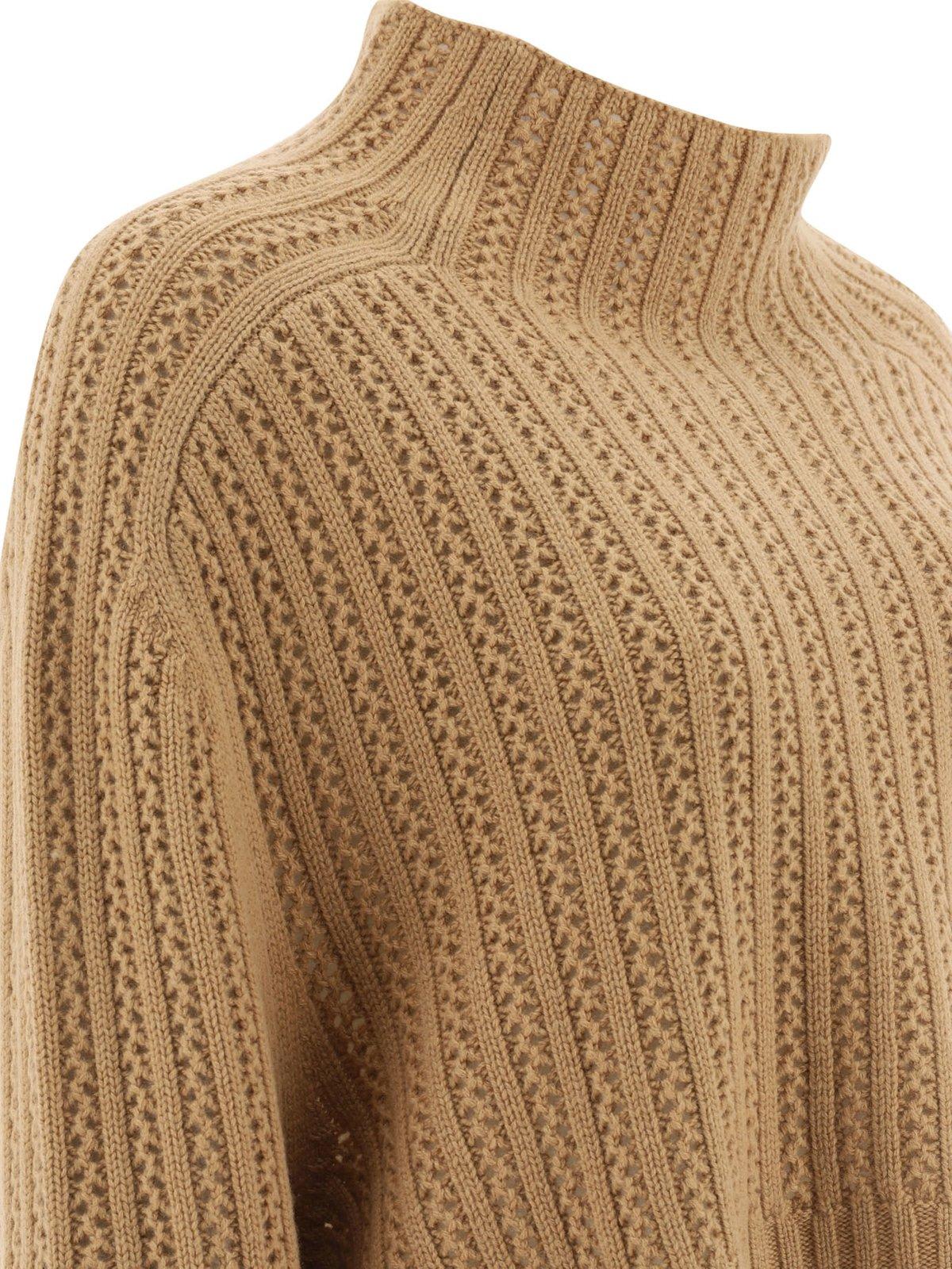 Shop Max Mara Hodeida High Neck Cropped Cardigan In Brown